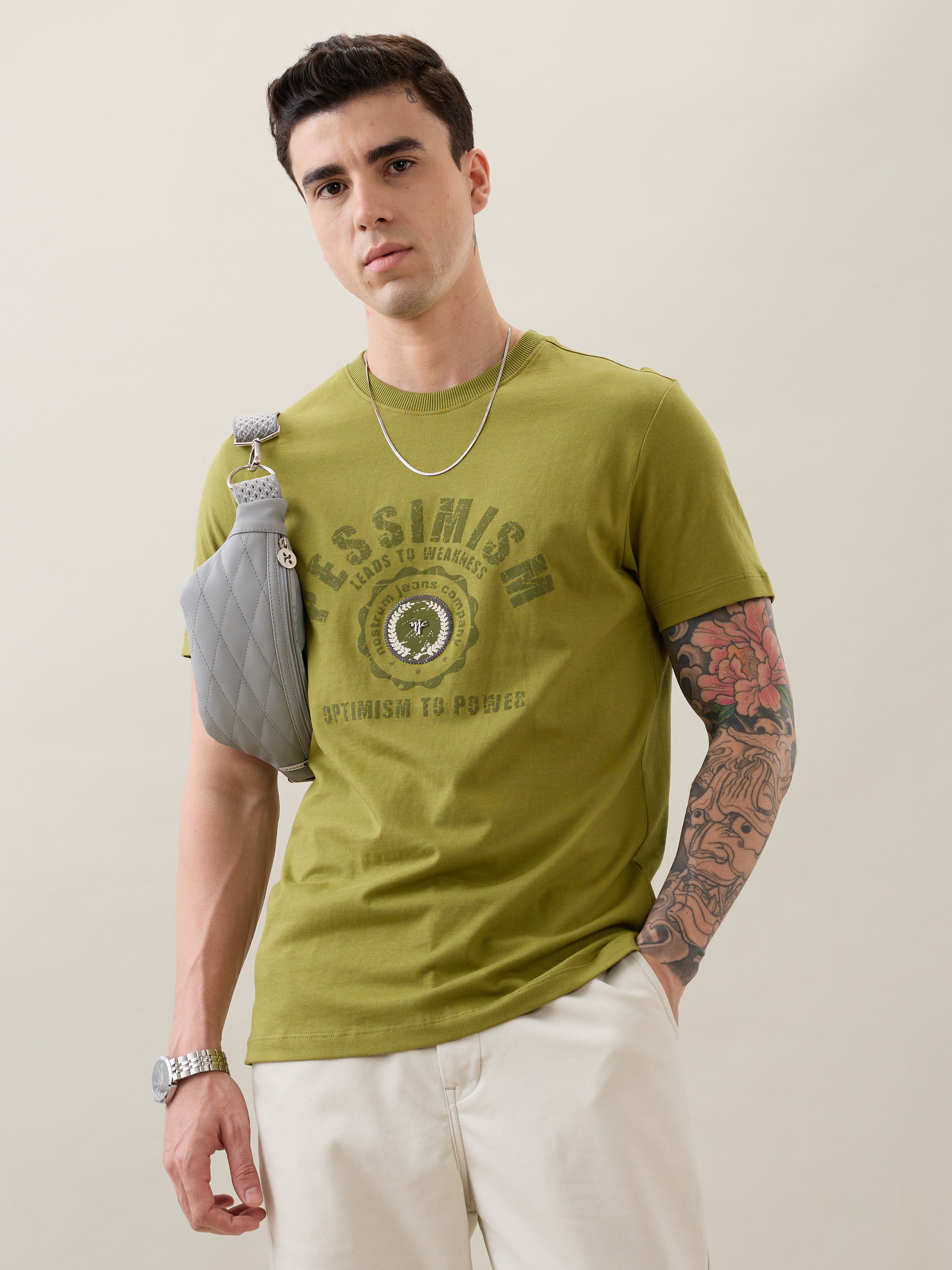 Glitch Printed T-Shirt: P.Green