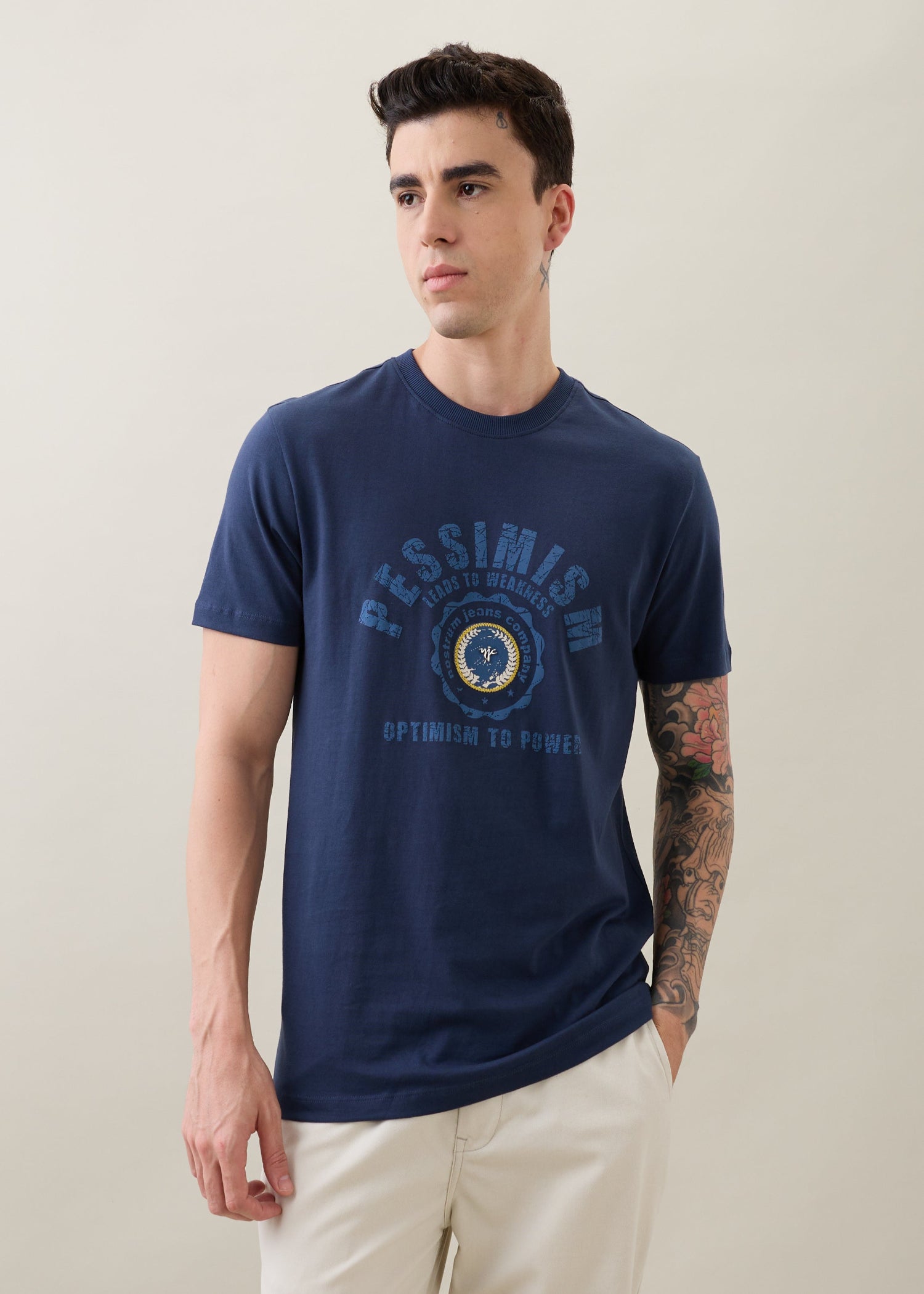 Glitch Printed T-Shirt: Hex Blue