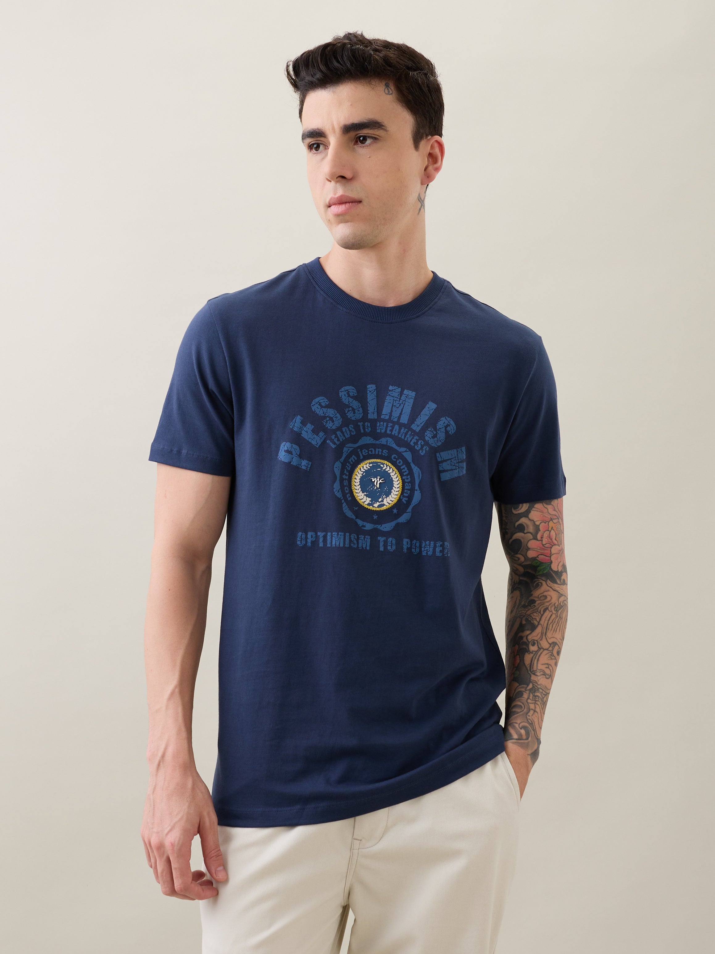 Glitch Printed T-Shirt: Hex Blue