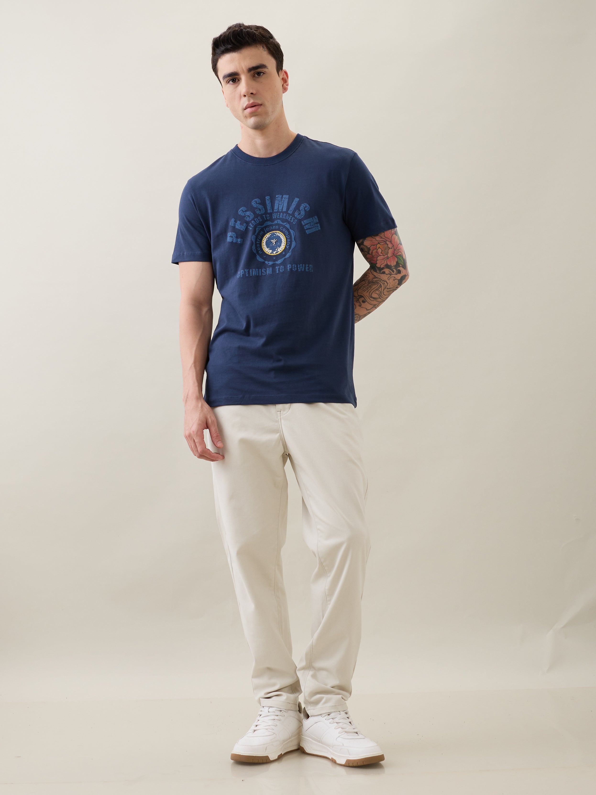 Glitch Printed T-Shirt: Hex Blue