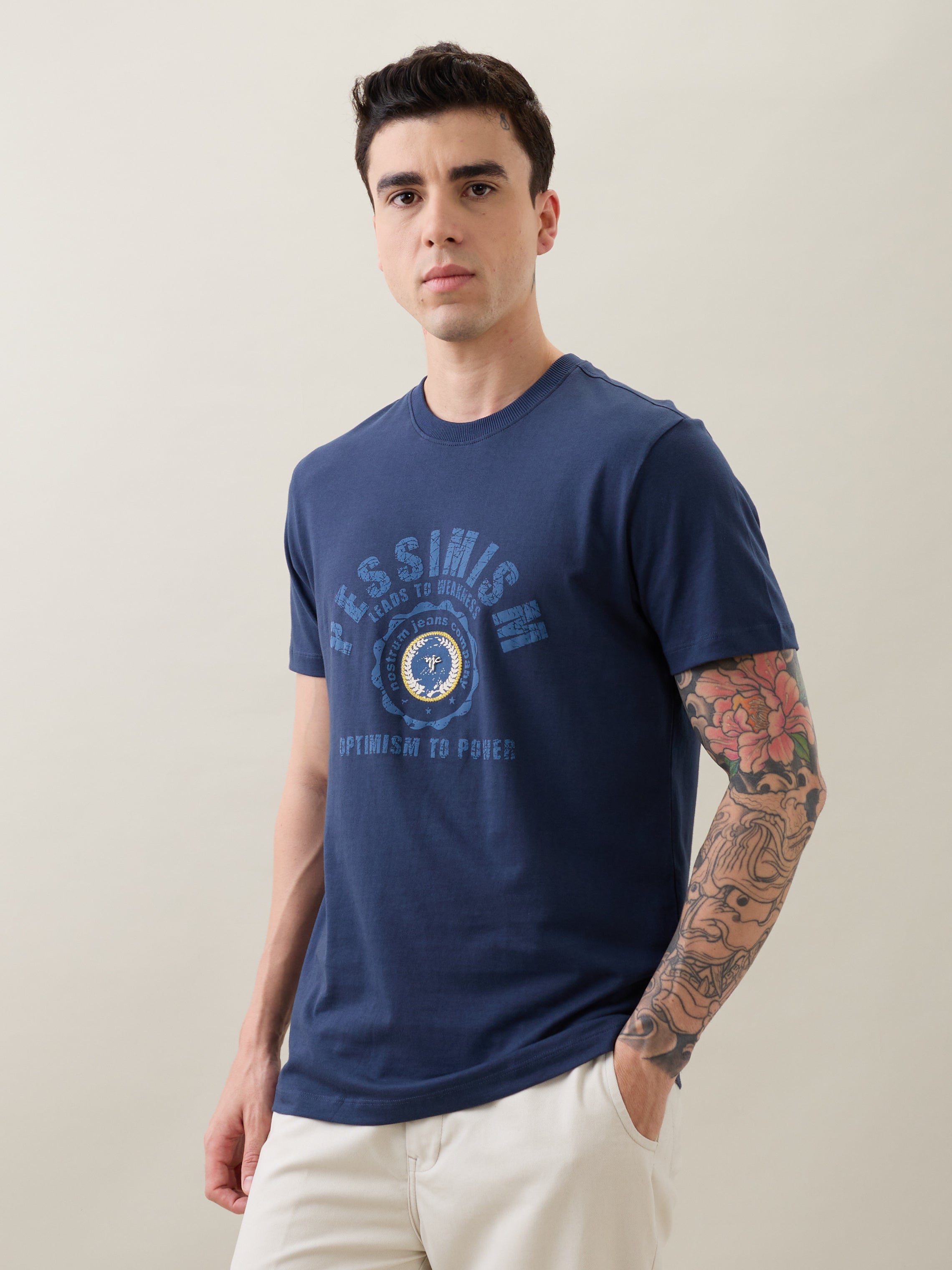 Glitch Printed T-Shirt: Hex Blue