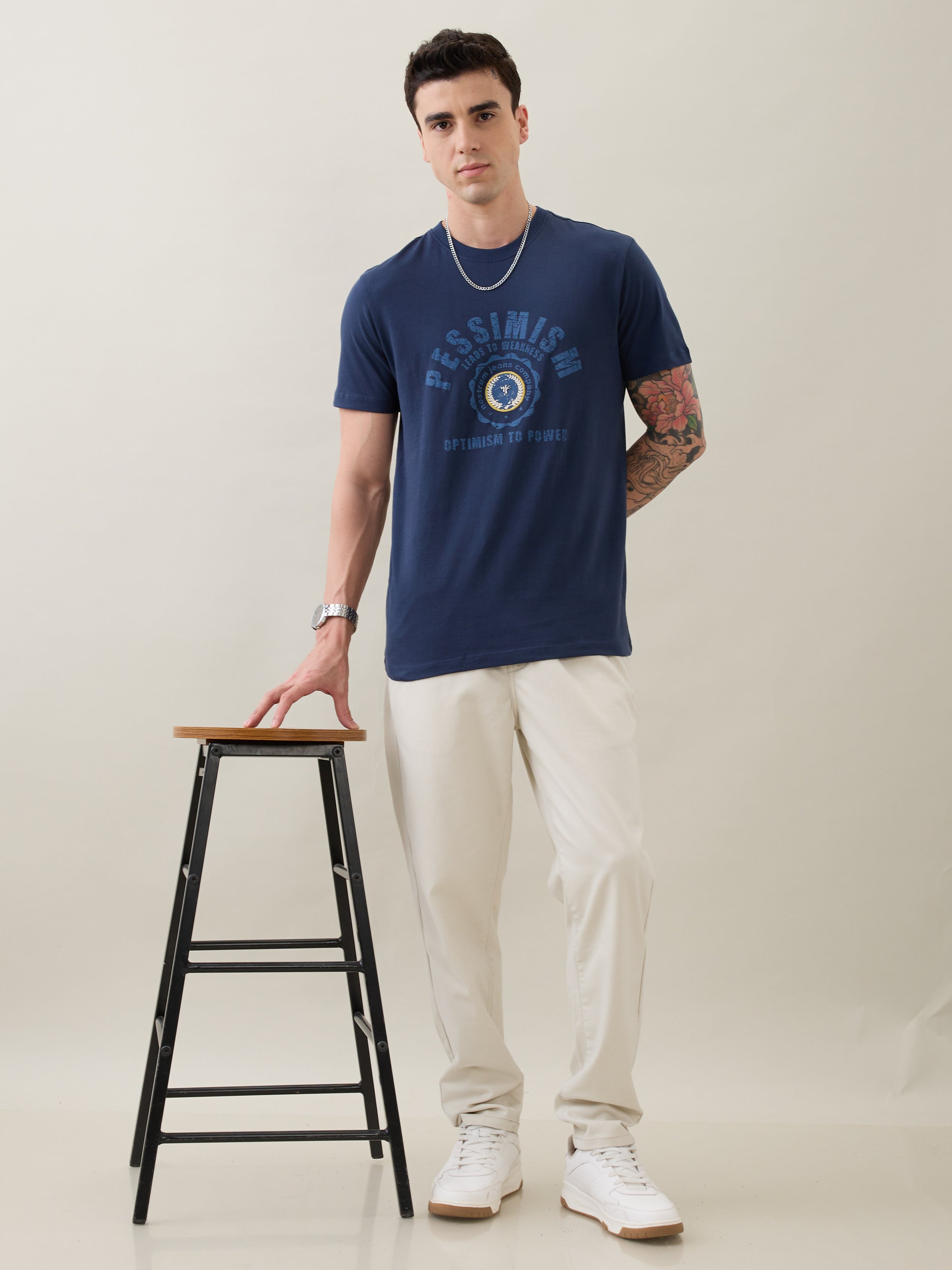 Glitch Printed T-Shirt: Hex Blue