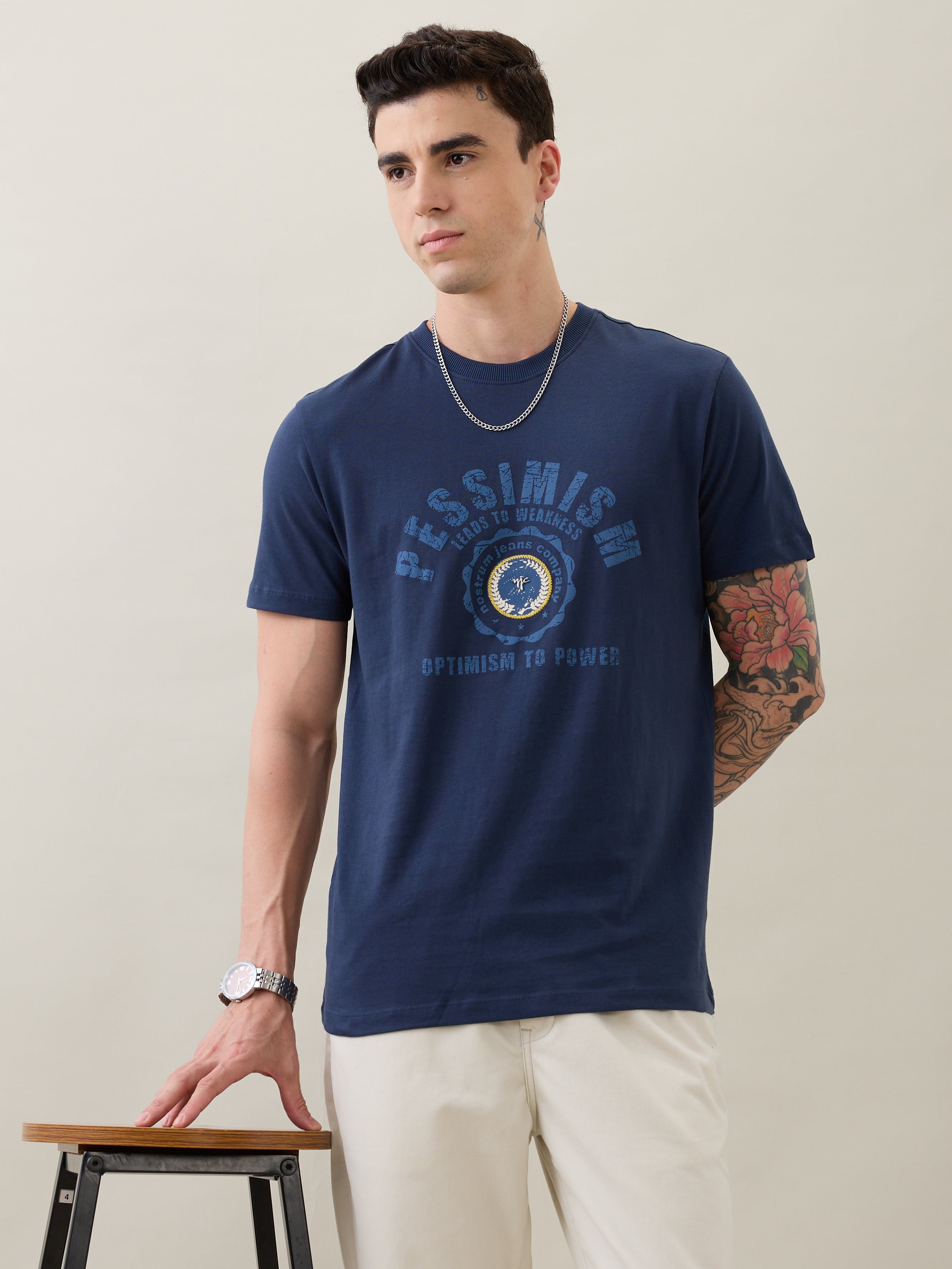 Glitch Printed T-Shirt: Hex Blue