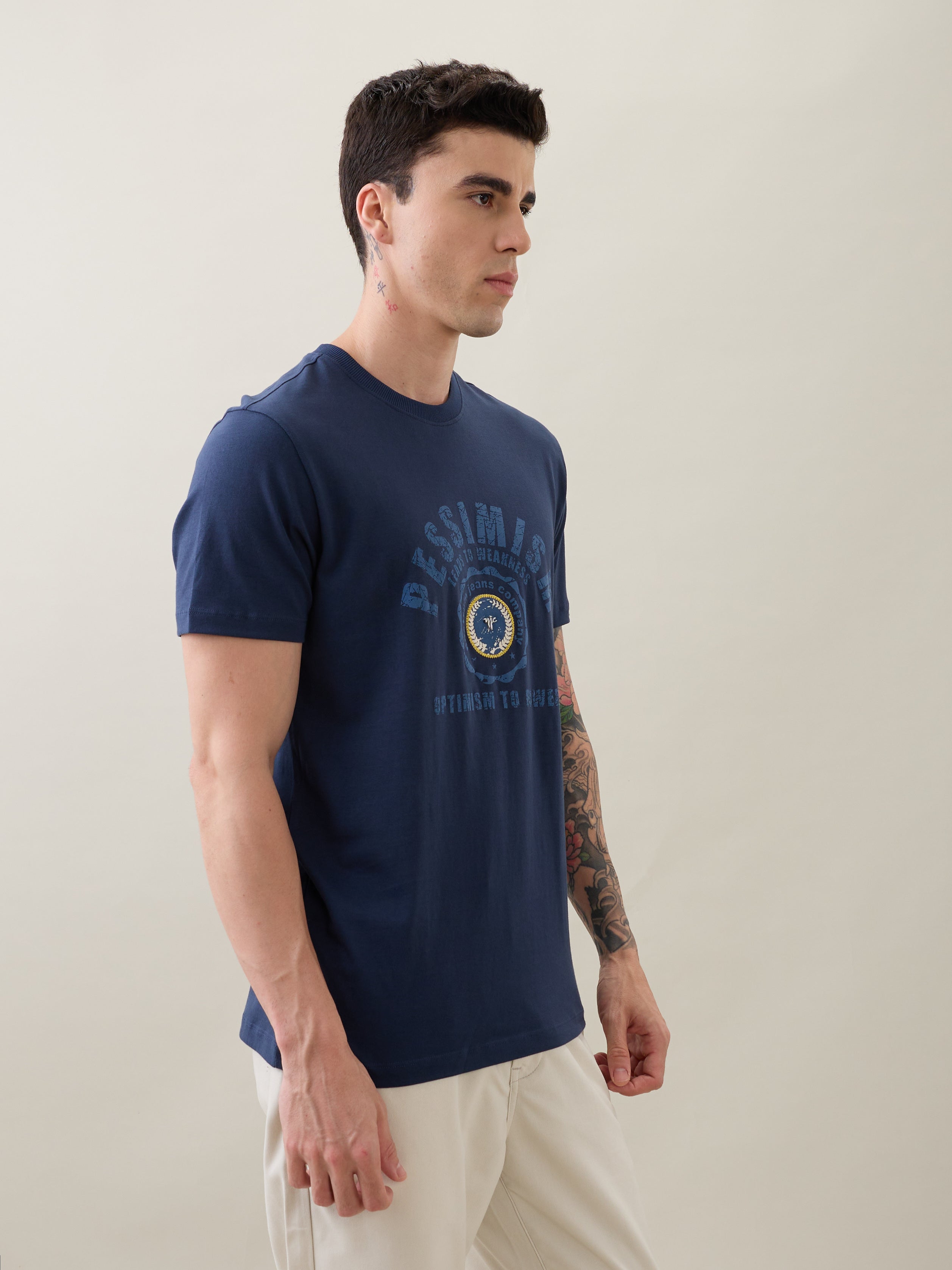 Glitch Printed T-Shirt: Hex Blue