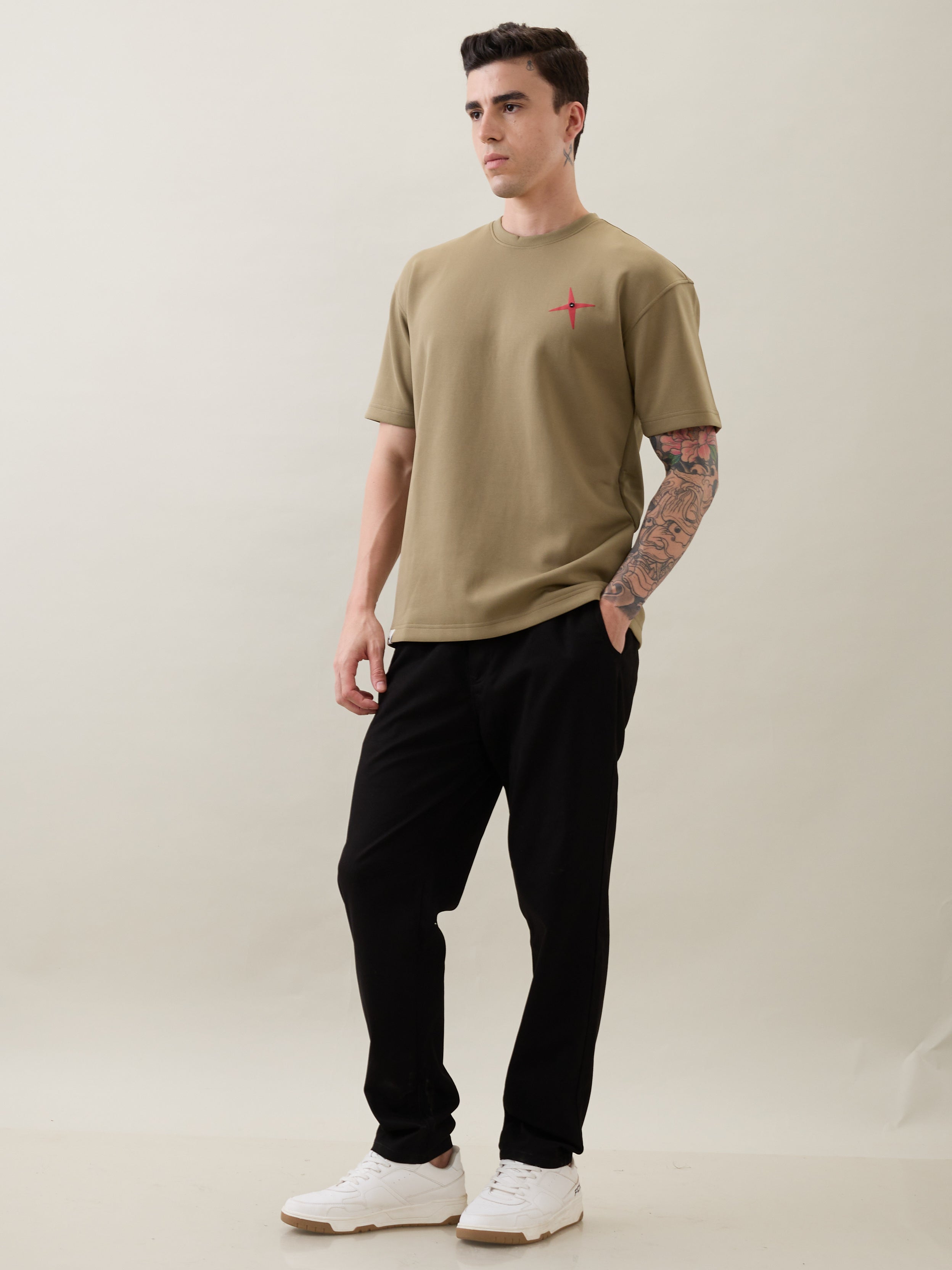 Prideful Oversized Graphic T-Shirt: Olive
