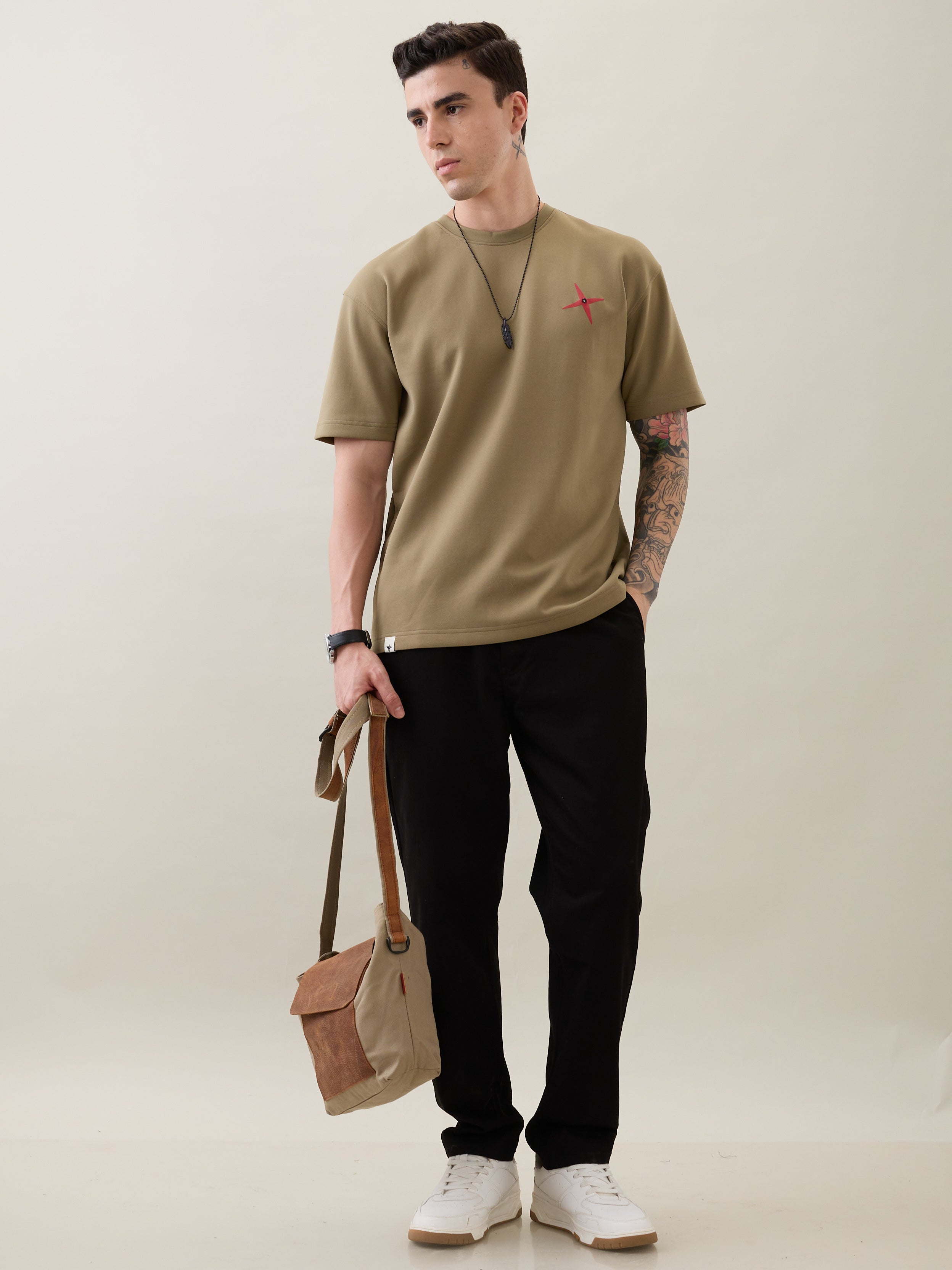 Prideful Oversized Graphic T-Shirt: Olive