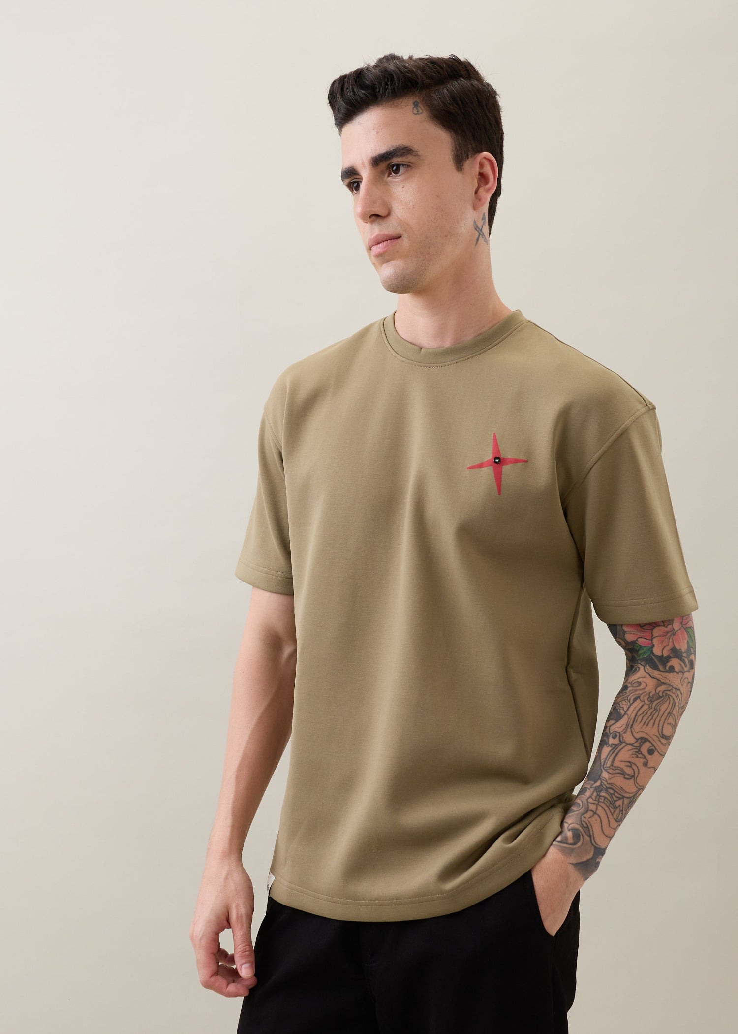Prideful Oversized Graphic T-Shirt: Olive