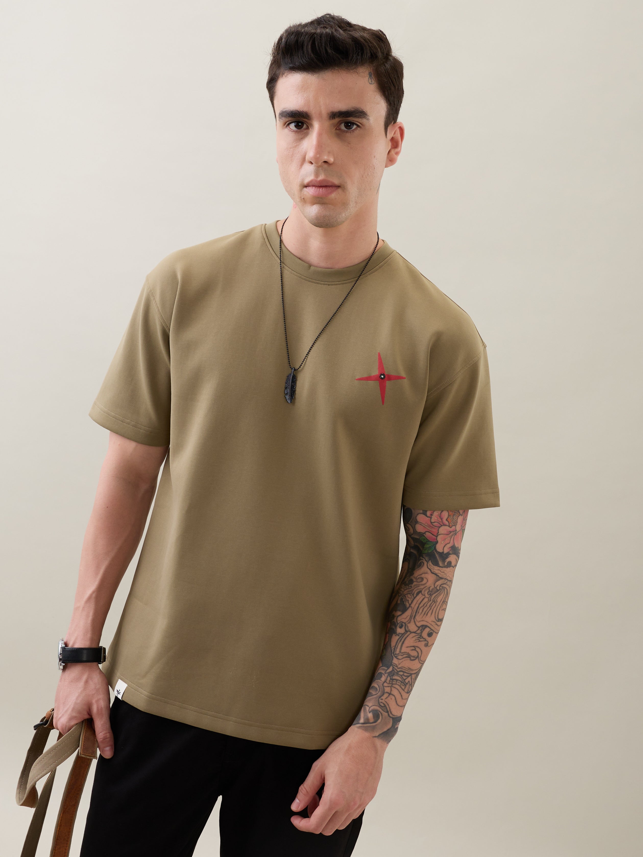 Prideful Oversized Graphic T-Shirt: Olive