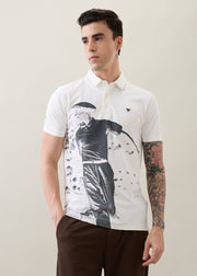 Sniffy Graphic Polo T-Shirt: White