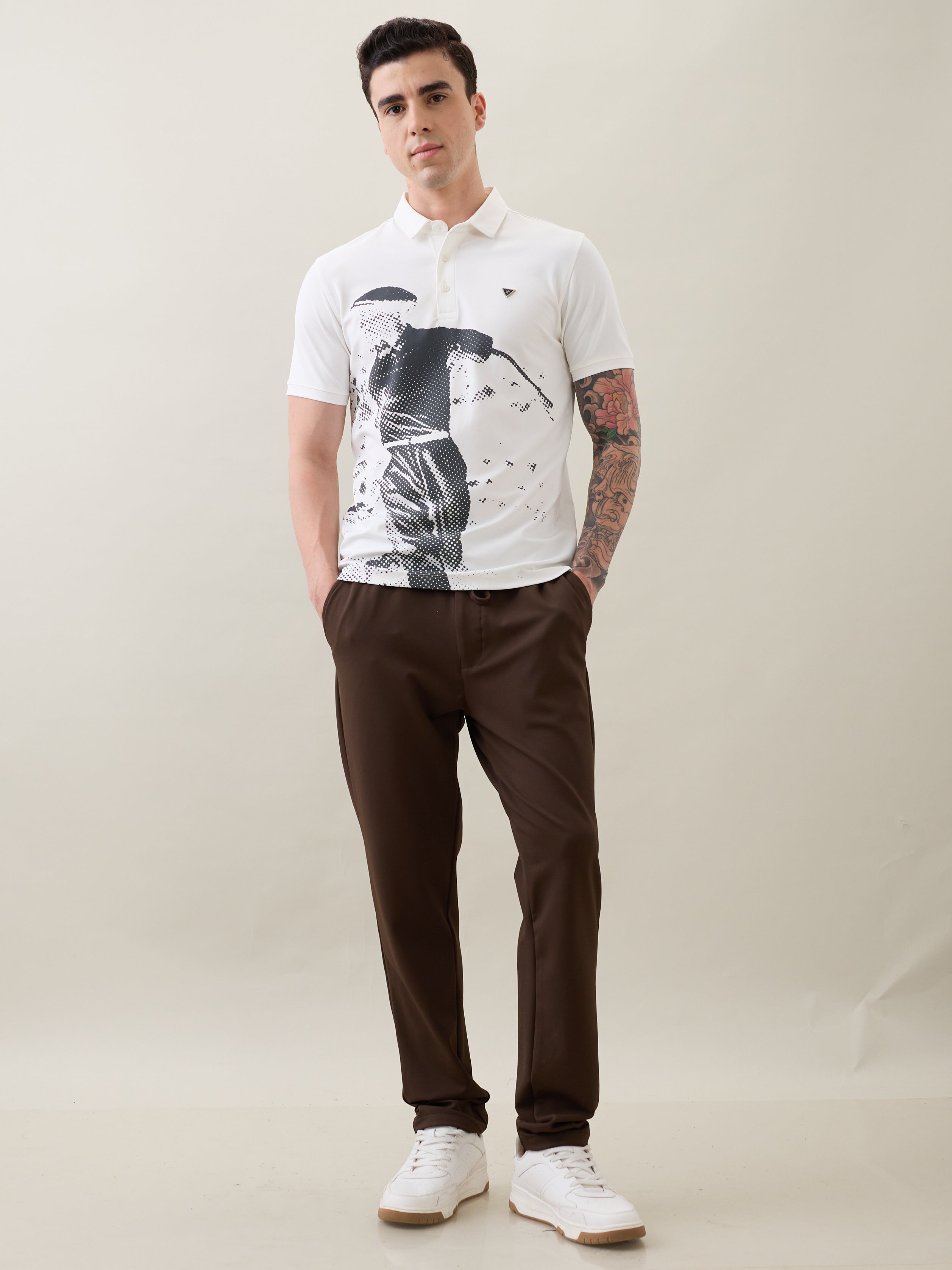 Sniffy Graphic Polo T-Shirt: White