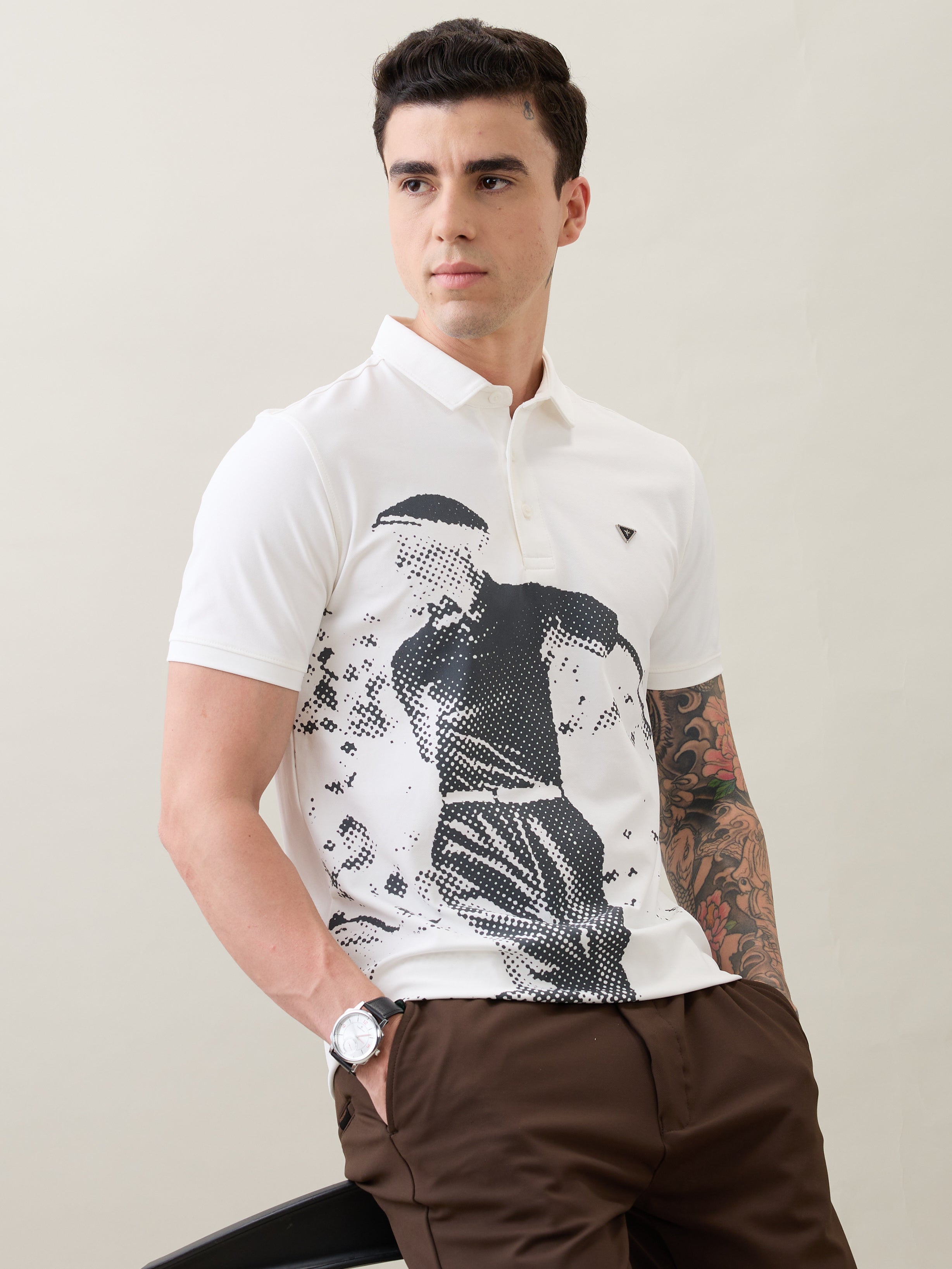 Sniffy Graphic Polo T-Shirt: White