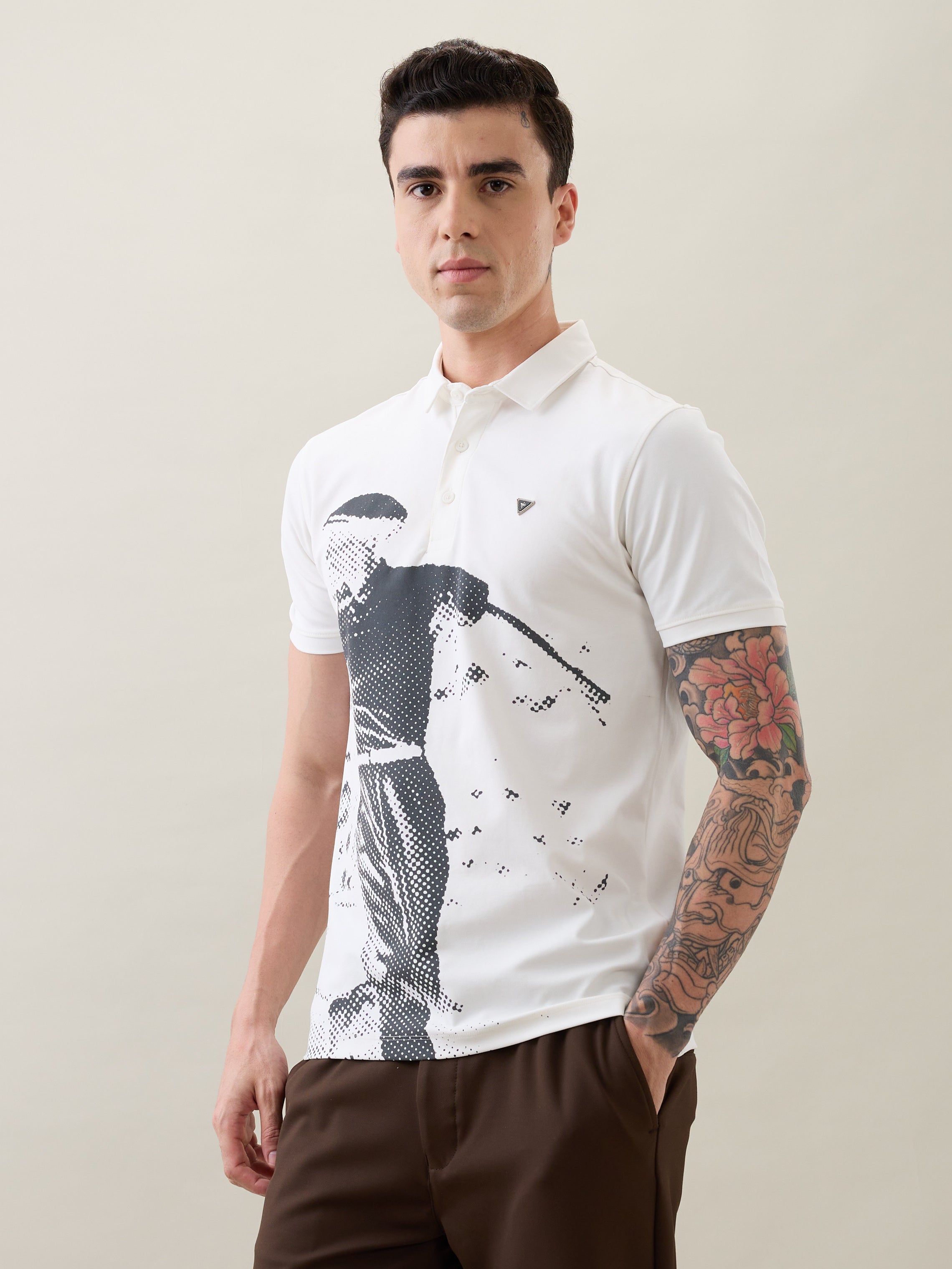 Sniffy Graphic Polo T-Shirt: White