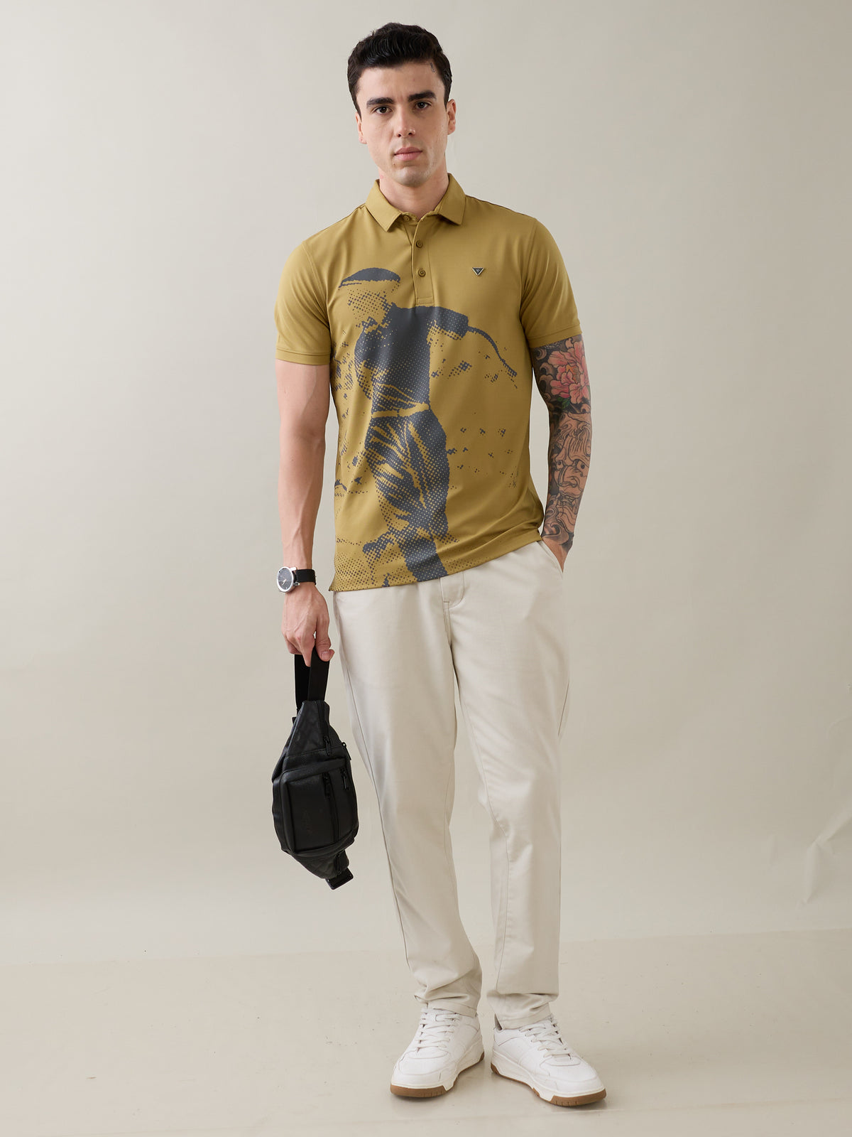 Sniffy Graphic Polo T-Shirt: Khaki
