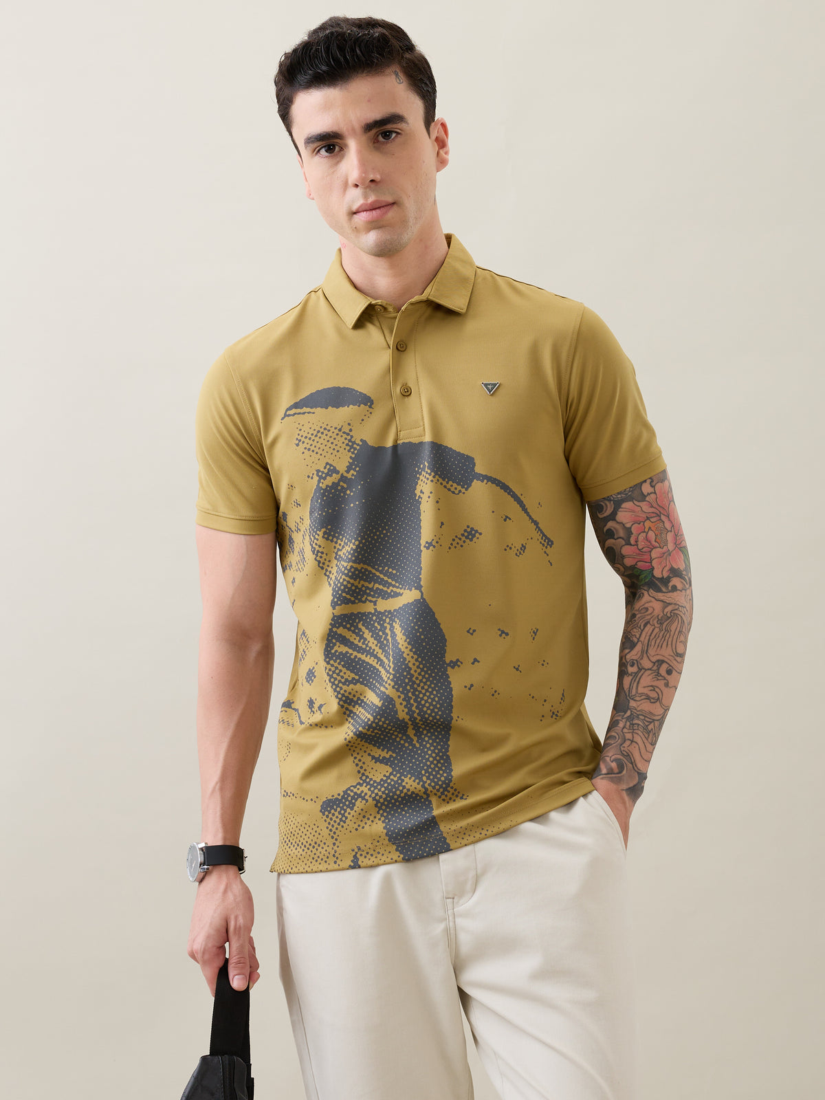 Sniffy Graphic Polo T-Shirt: Khaki