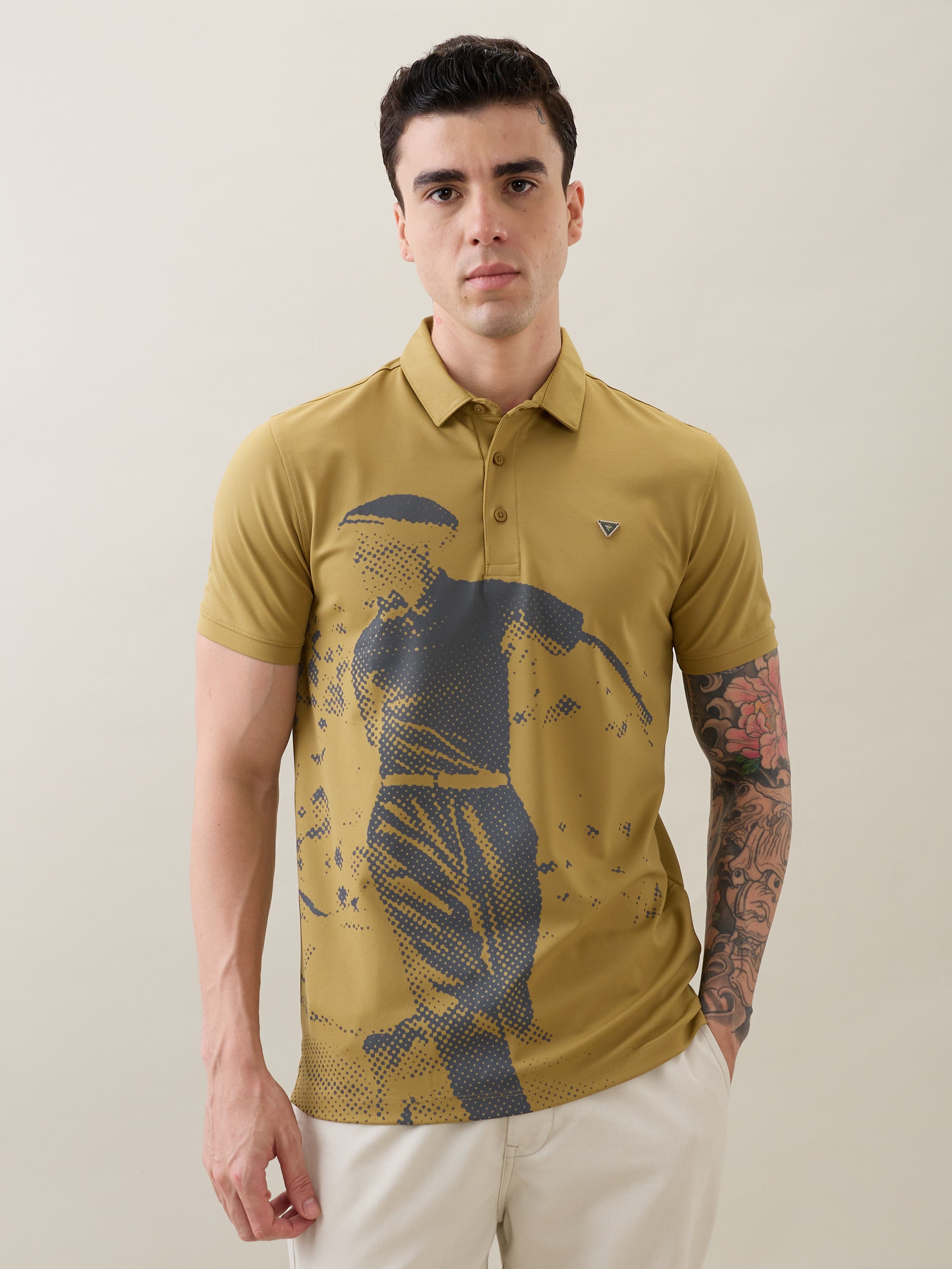 Sniffy Graphic Polo T-Shirt: Khaki