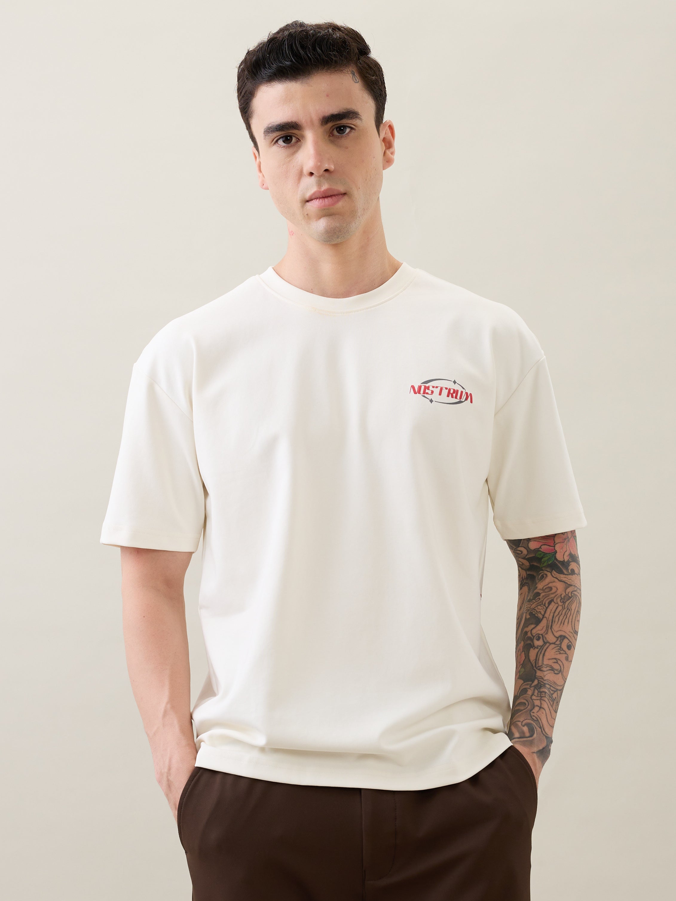 Lordly Graphic Print Oversized T-Shirt: White