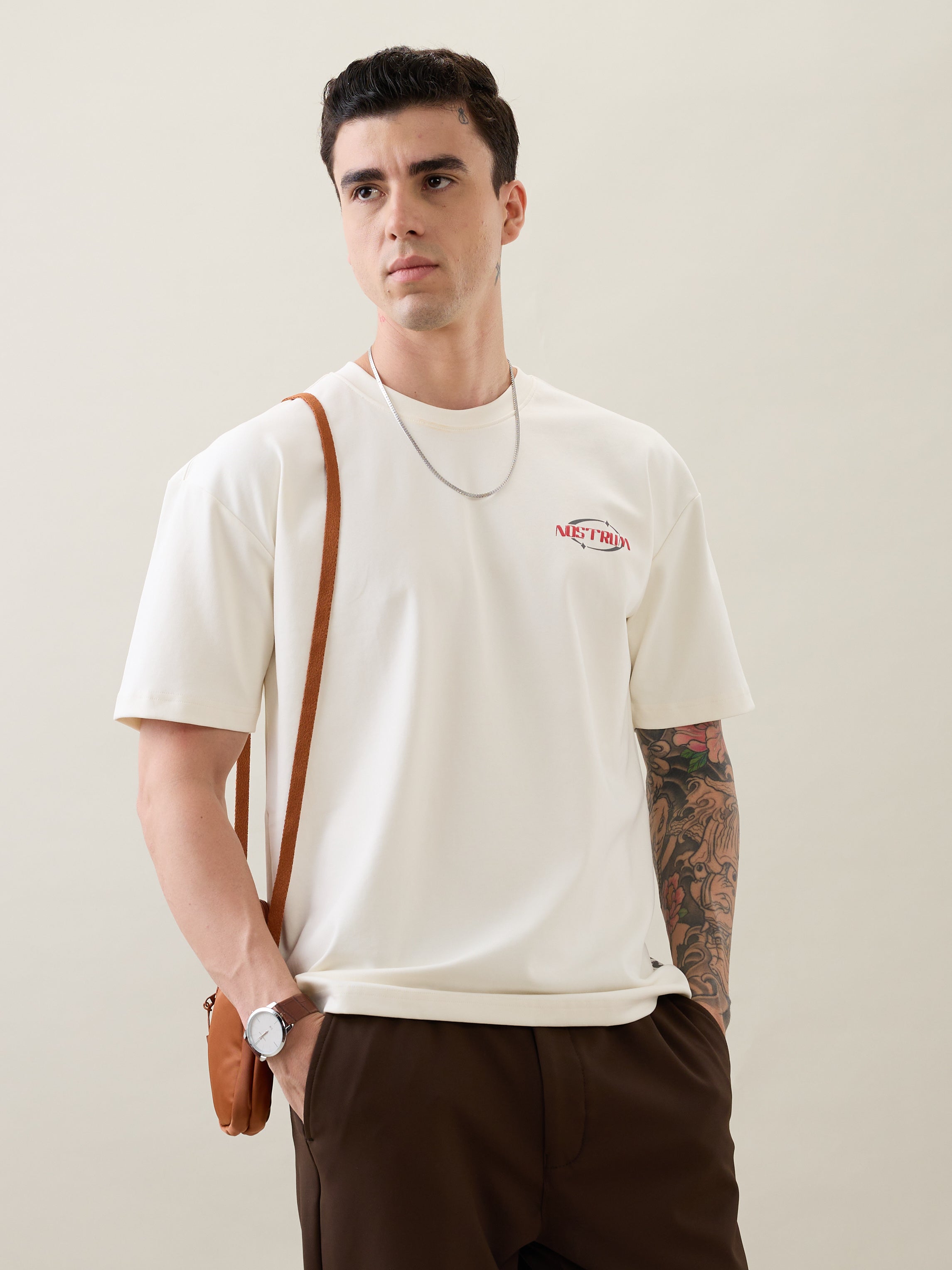 Lordly Graphic Print Oversized T-Shirt: White