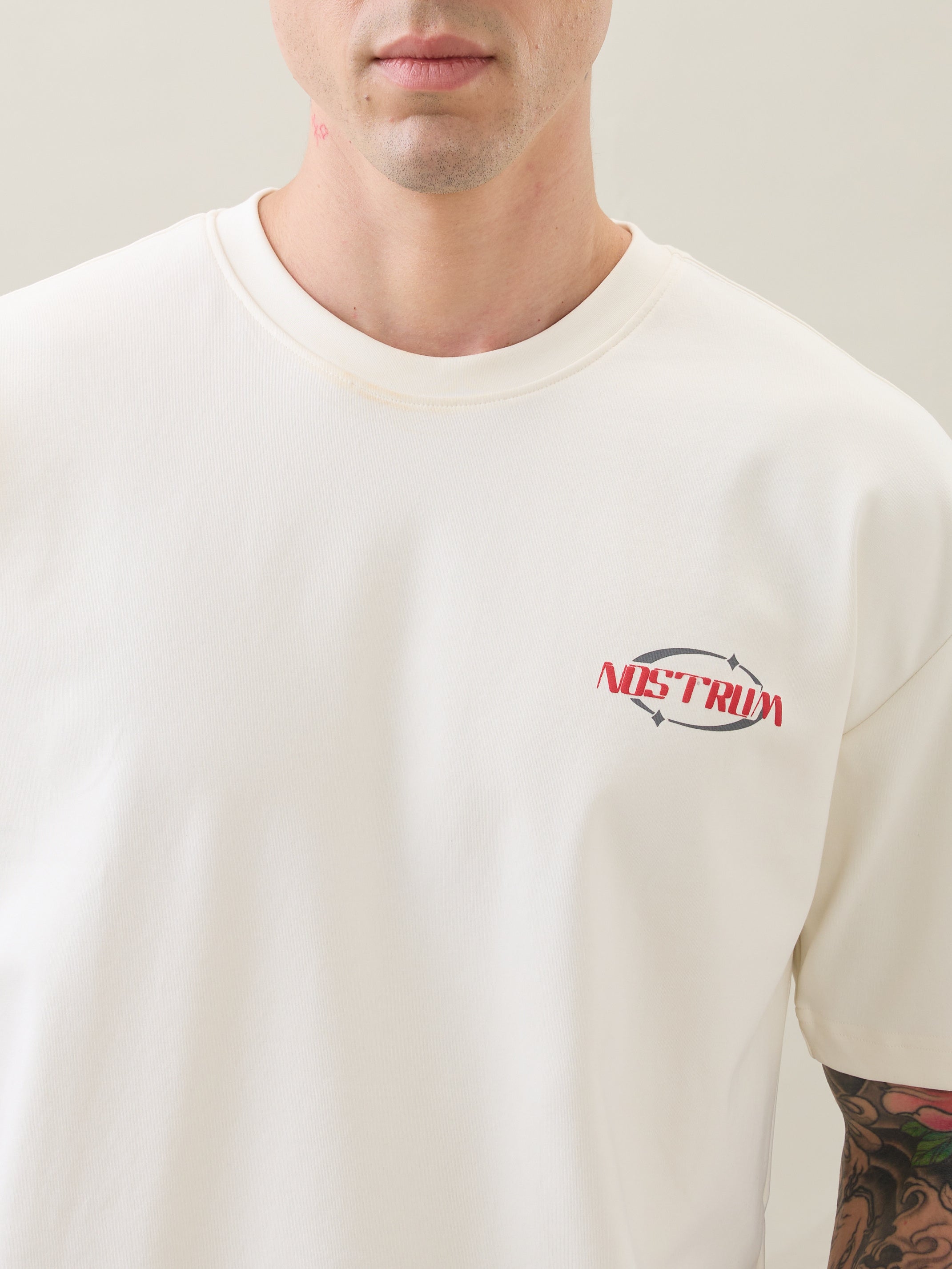 Lordly Graphic Print Oversized T-Shirt: White