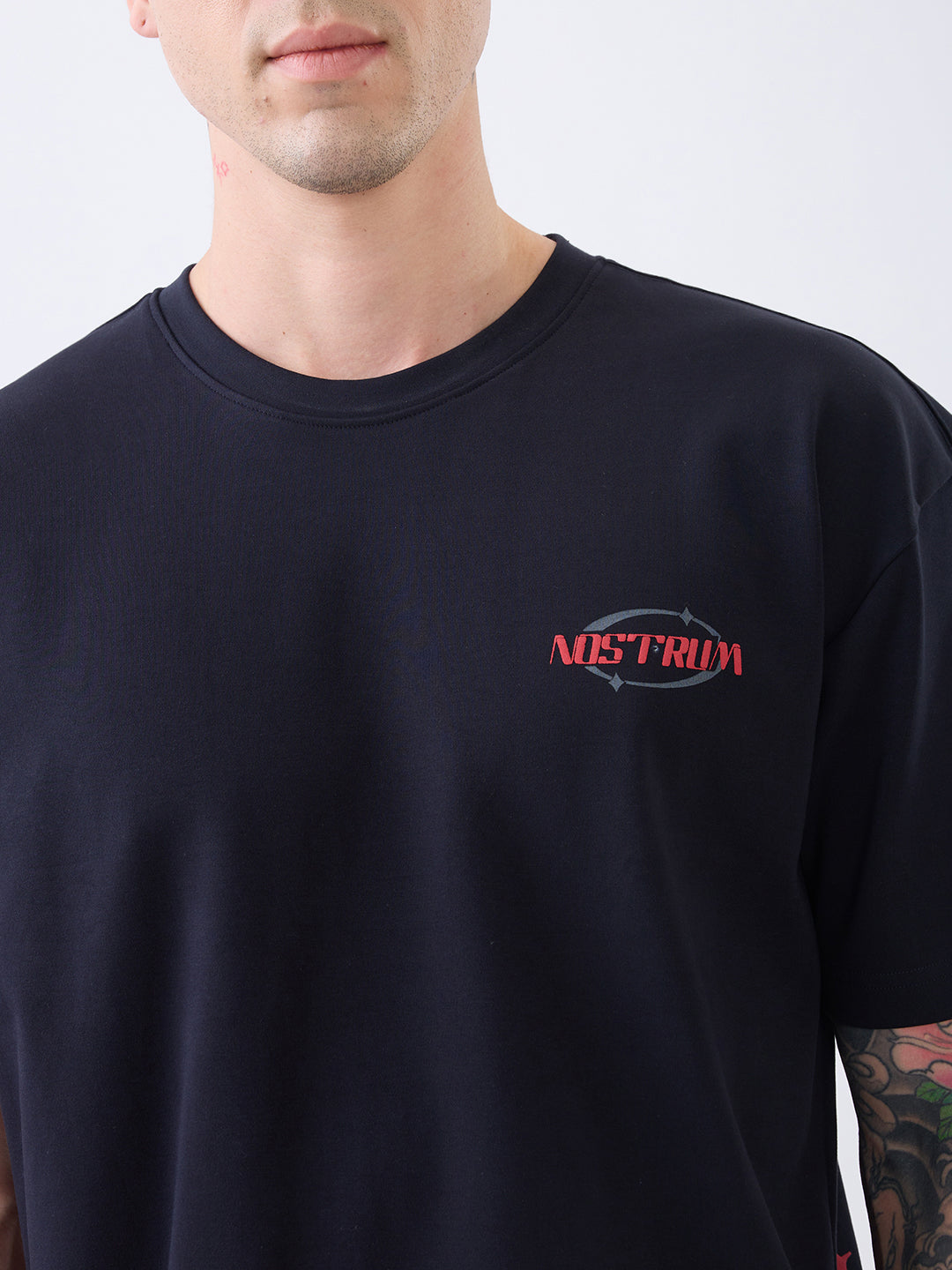 Lordly Graphic Print Oversized T-Shirt: Navy