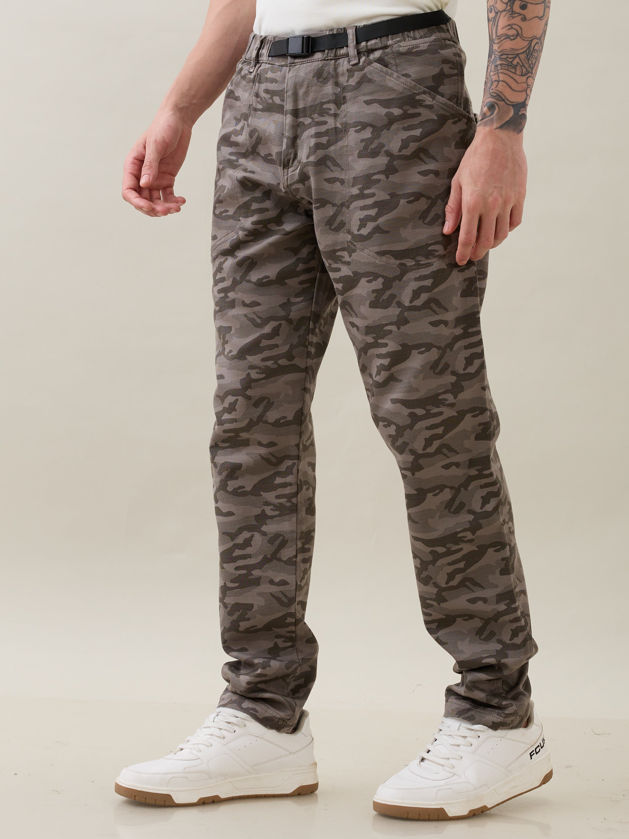 Nostrum Crimson Cotton Camouflage Cargo