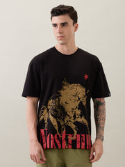 Horseride Oversized Graphic Print T-Shirt: Black