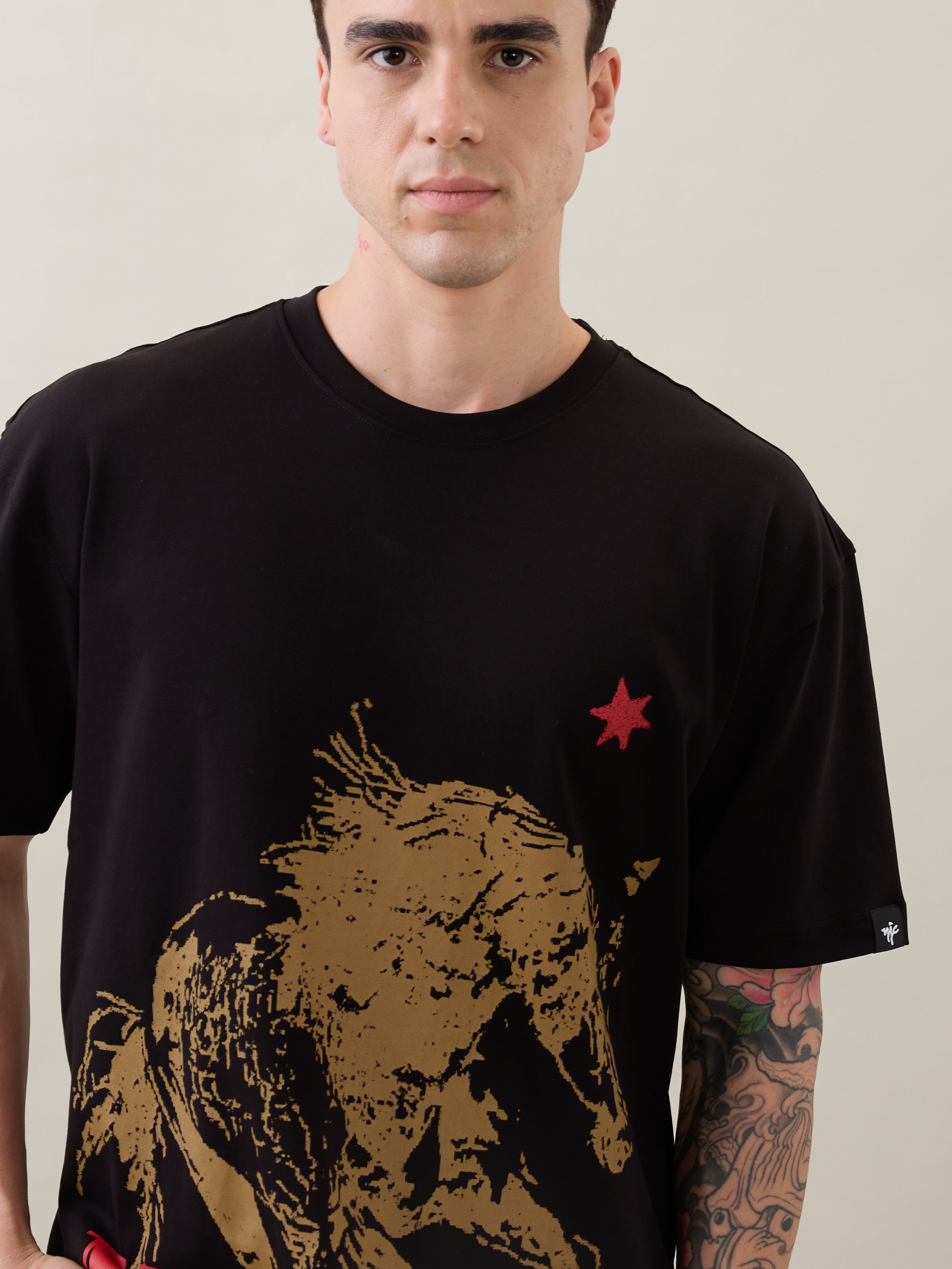 Horseride Oversized Graphic Print T-Shirt: Black