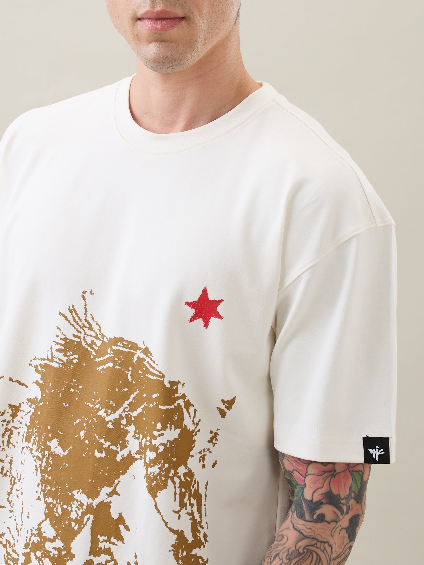 Horseride Oversized Graphic Print T-Shirt: White