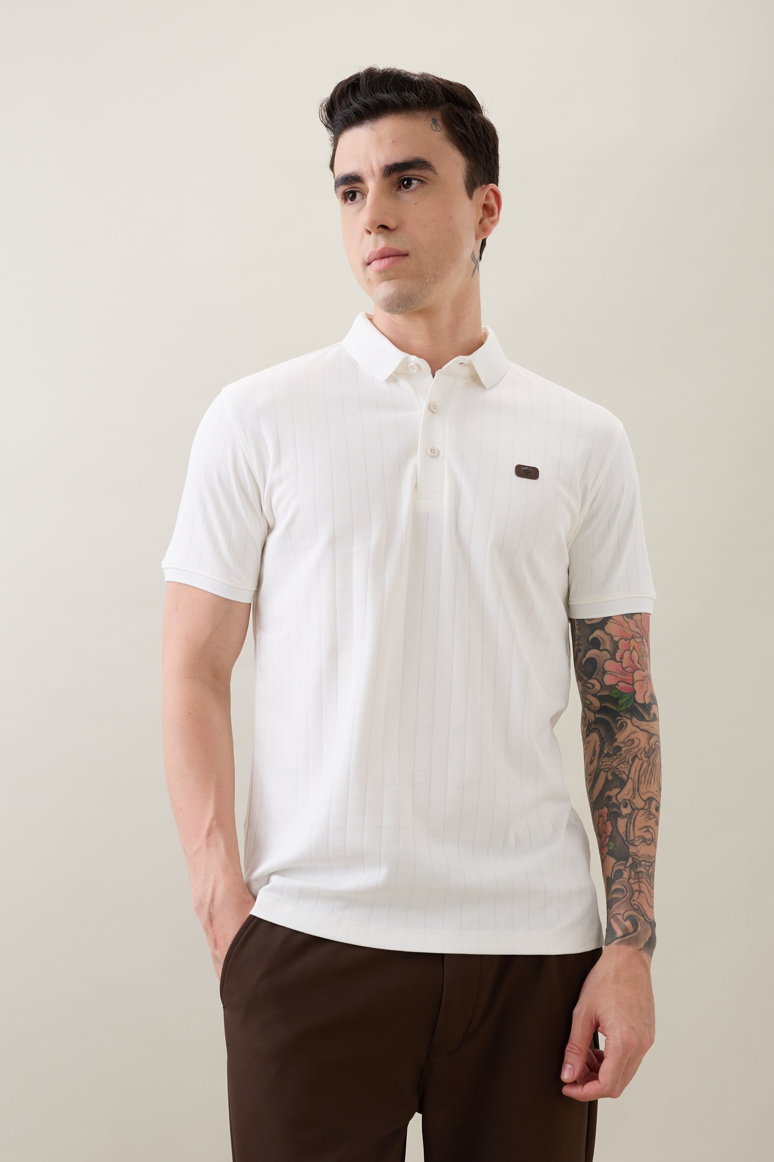 Kinetic Knit Polo T-shirt: White