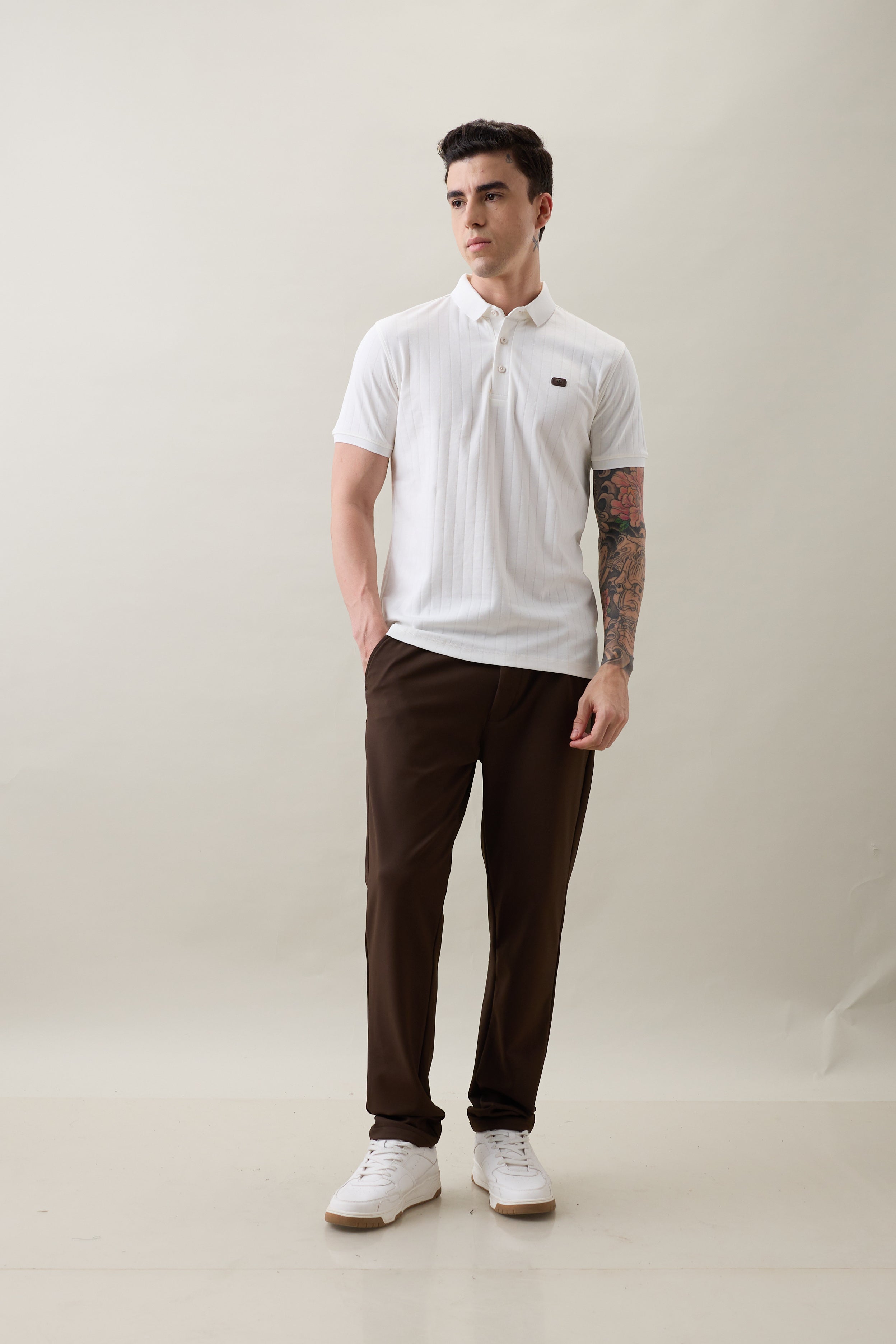 Kinetic Knit Polo T-shirt: White