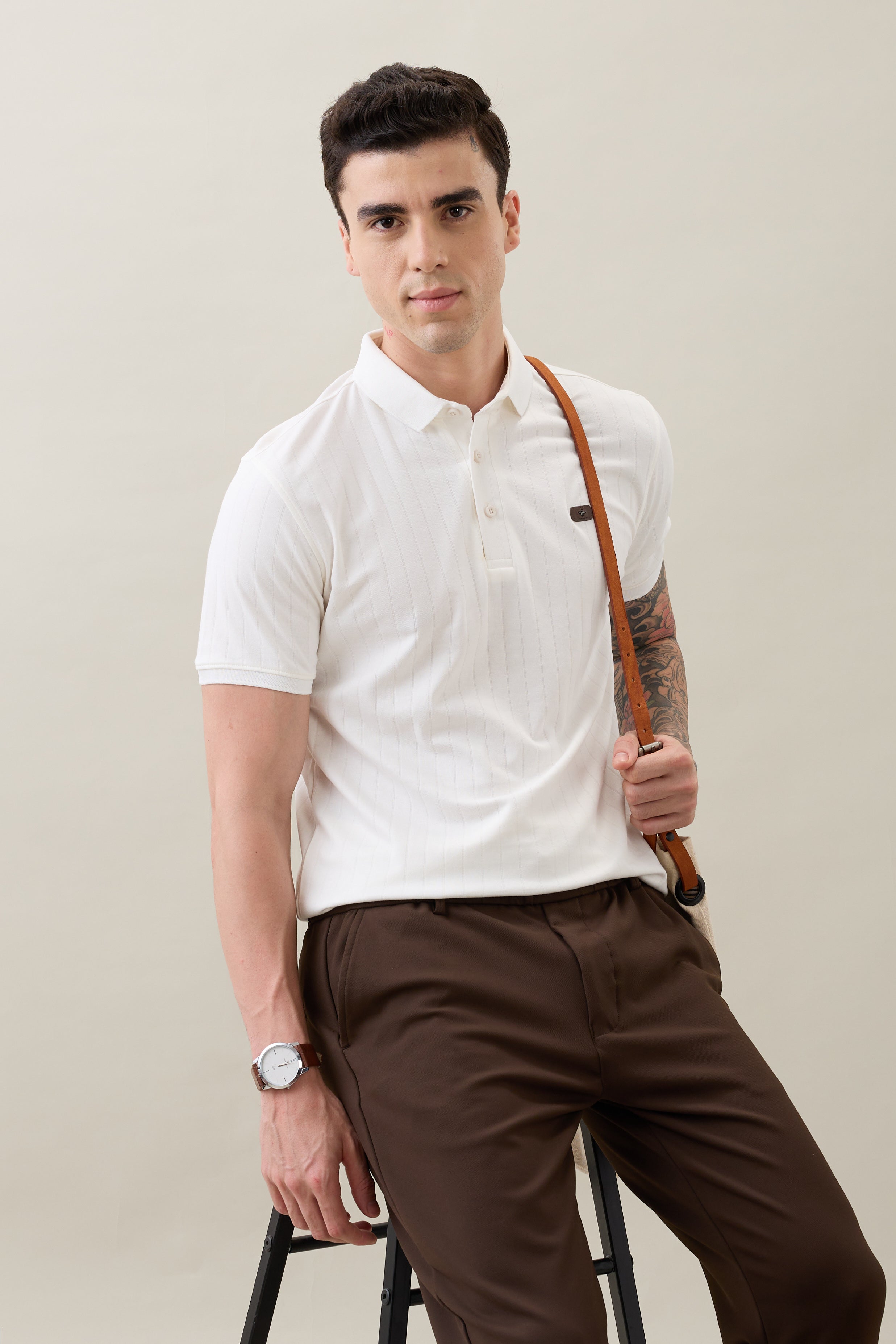 Kinetic Knit Polo T-shirt: White