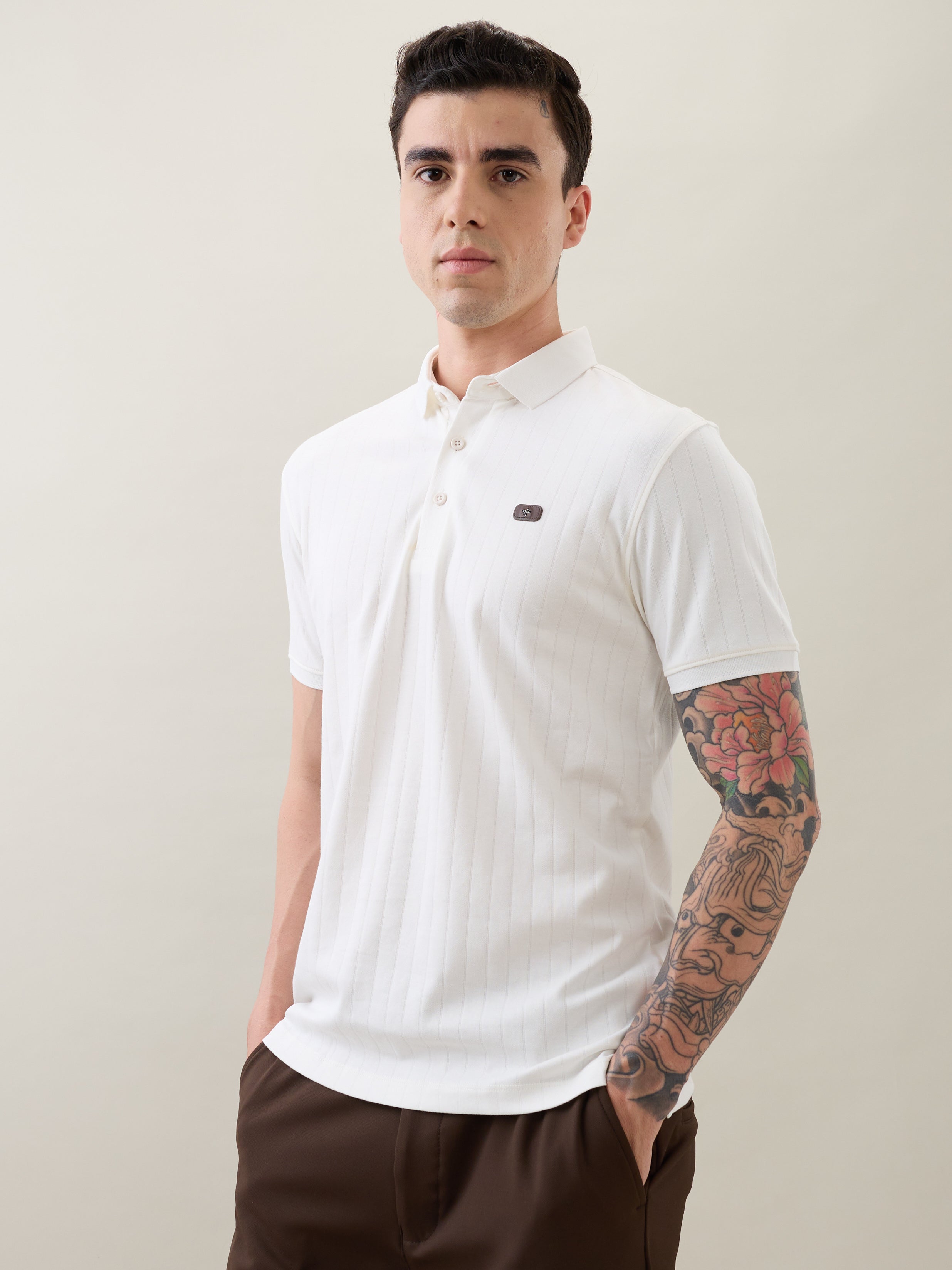 Kinetic Knit Polo T-shirt: White
