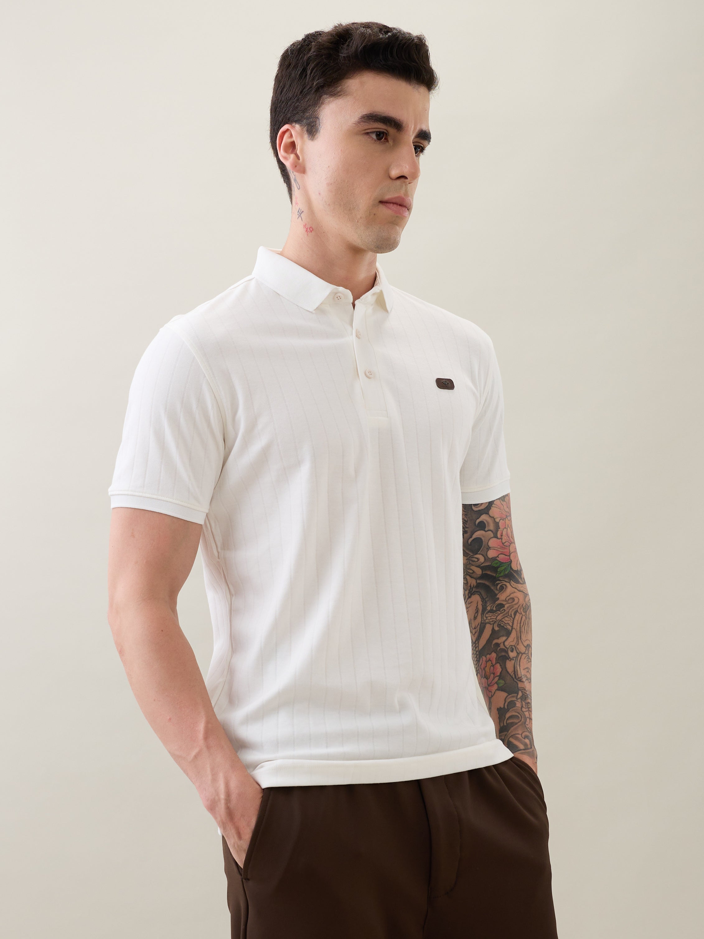 Kinetic Knit Polo T-shirt: White