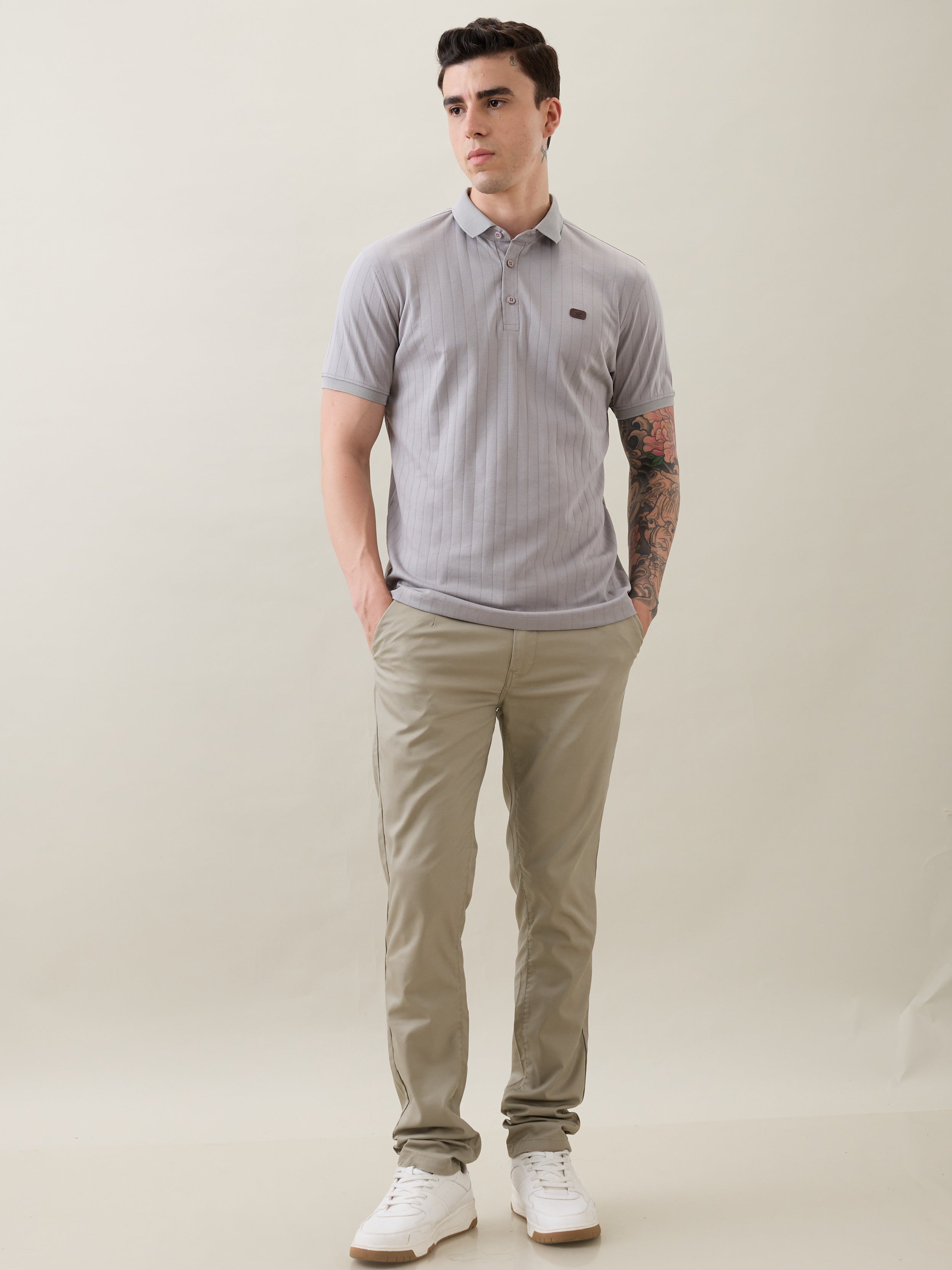 Kinetic Knit Polo T-shirt: L.Grey