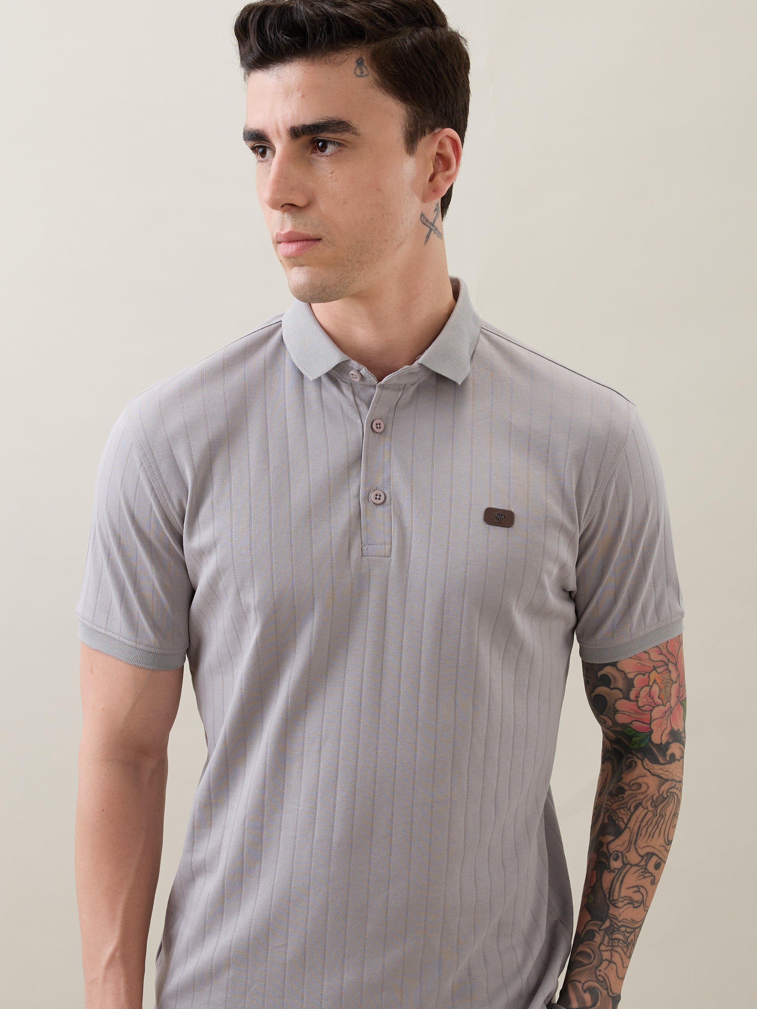 Kinetic Knit Polo T-shirt: L.Grey