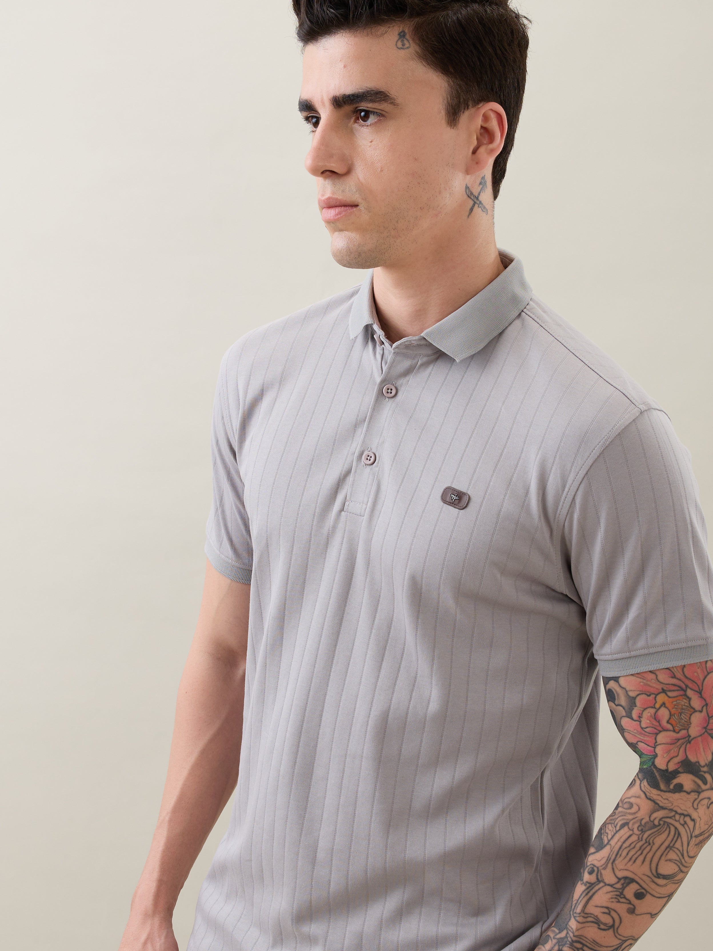 Kinetic Knit Polo T-shirt: L.Grey