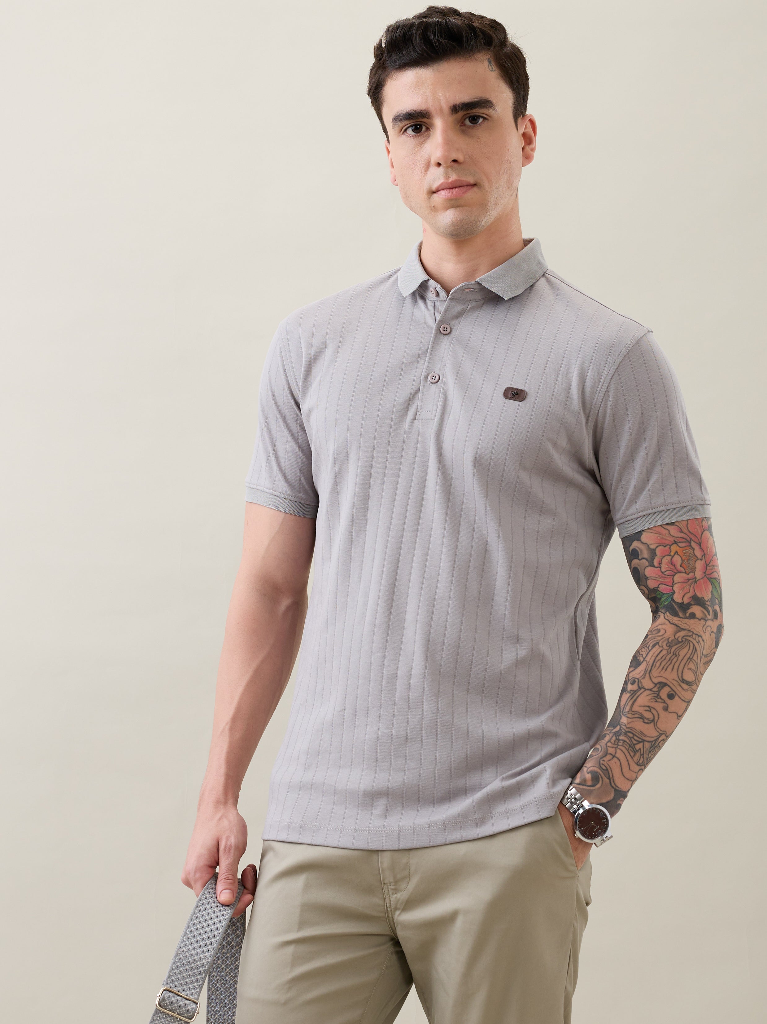 Kinetic Knit Polo T-shirt: L.Grey
