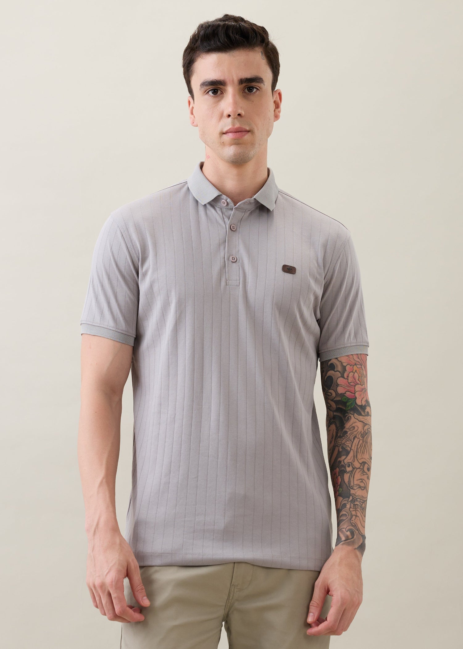 Kinetic Knit Polo T-shirt: L.Grey