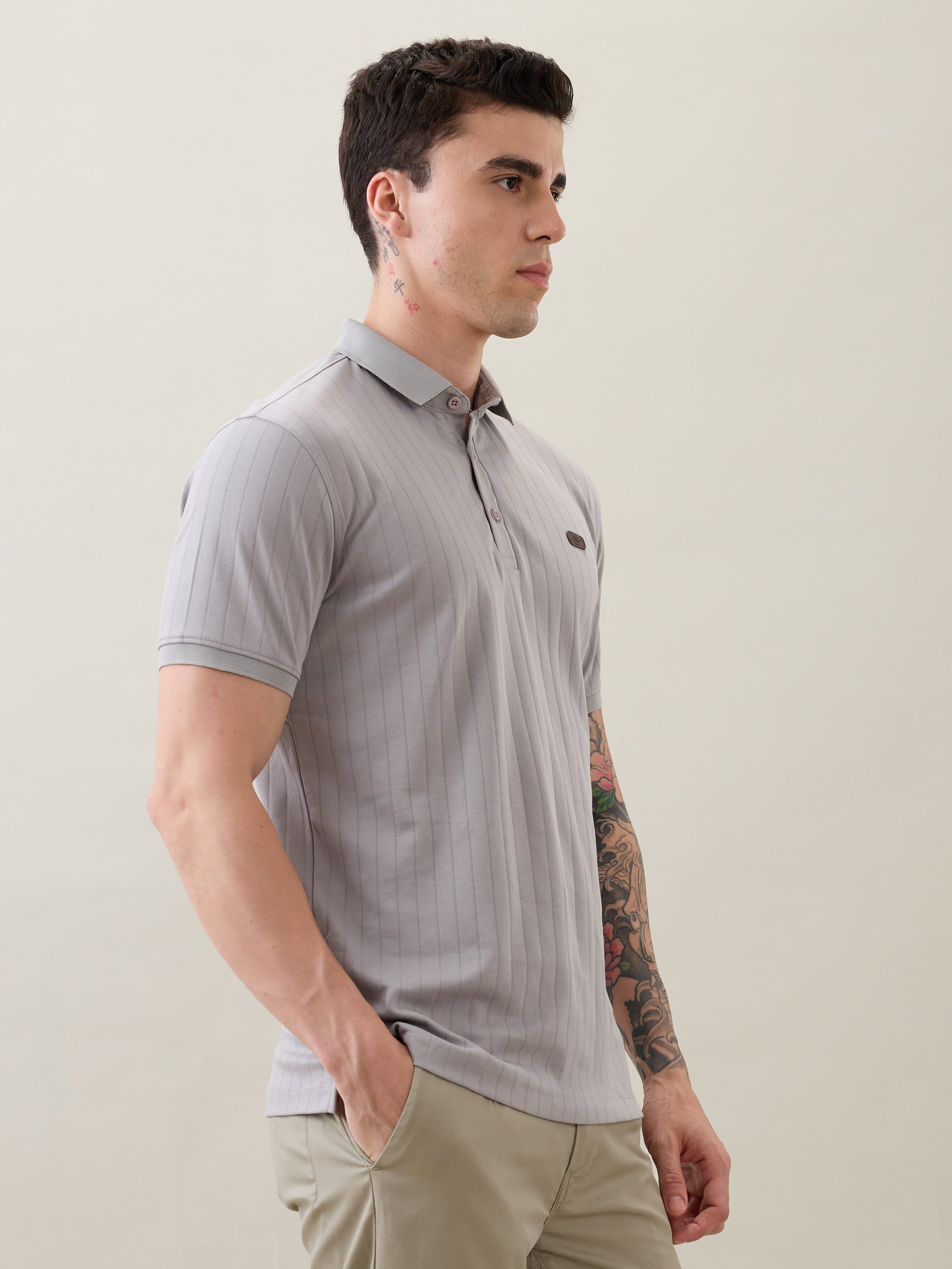 Kinetic Knit Polo T-shirt: L.Grey
