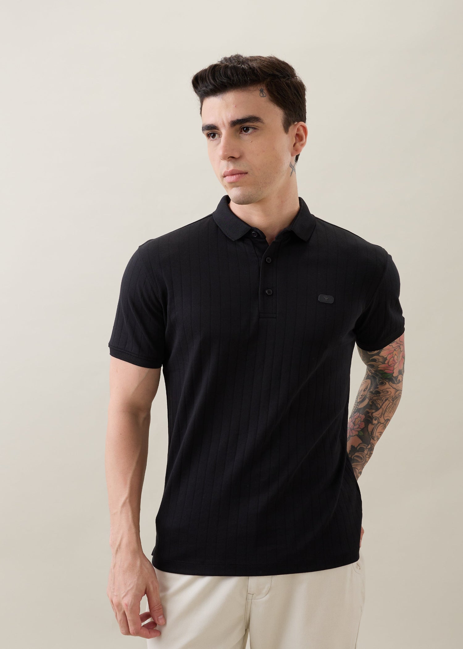 Kinetic Knit Polo T-shirt: Black