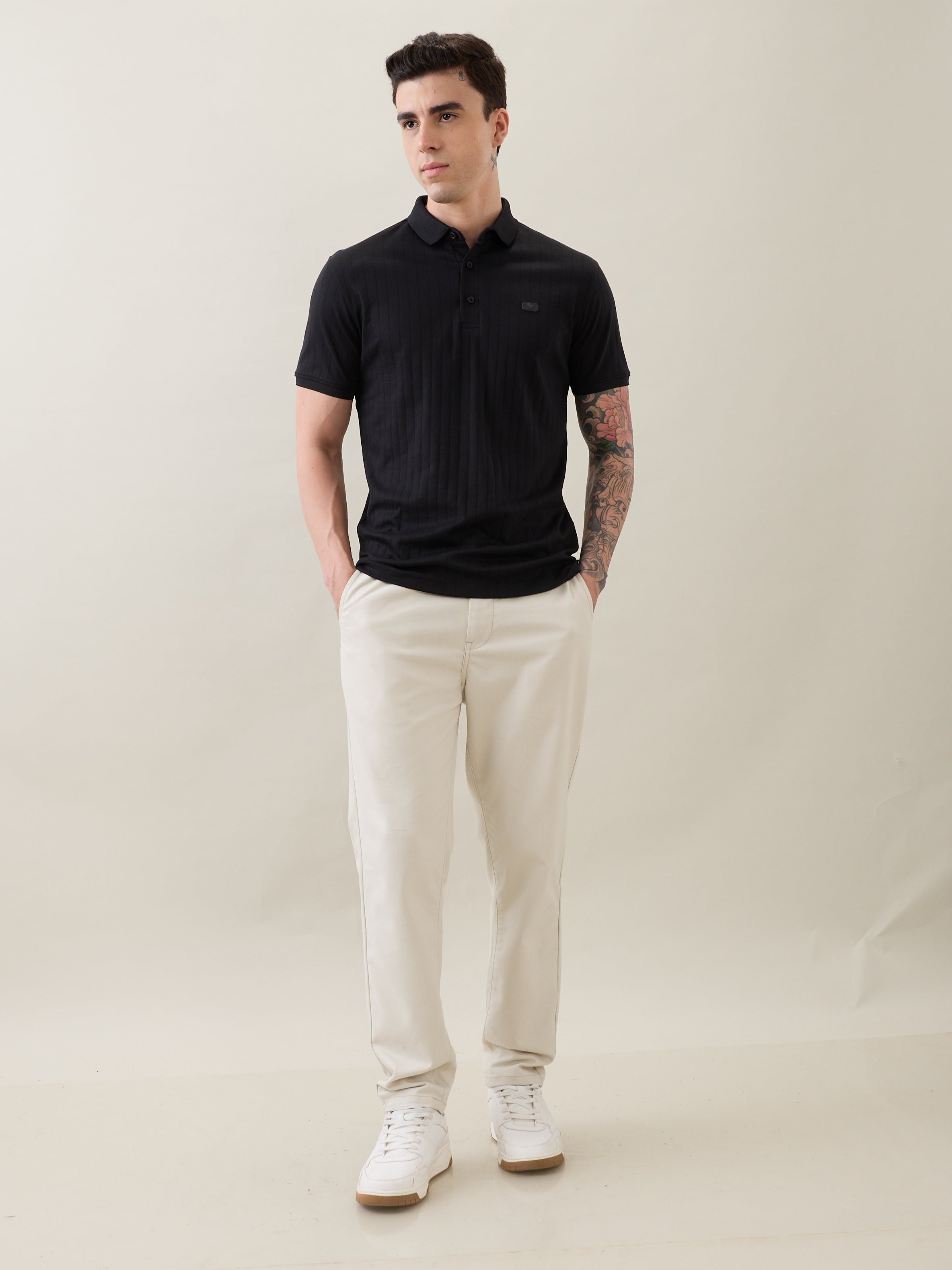Kinetic Knit Polo T-shirt: Black