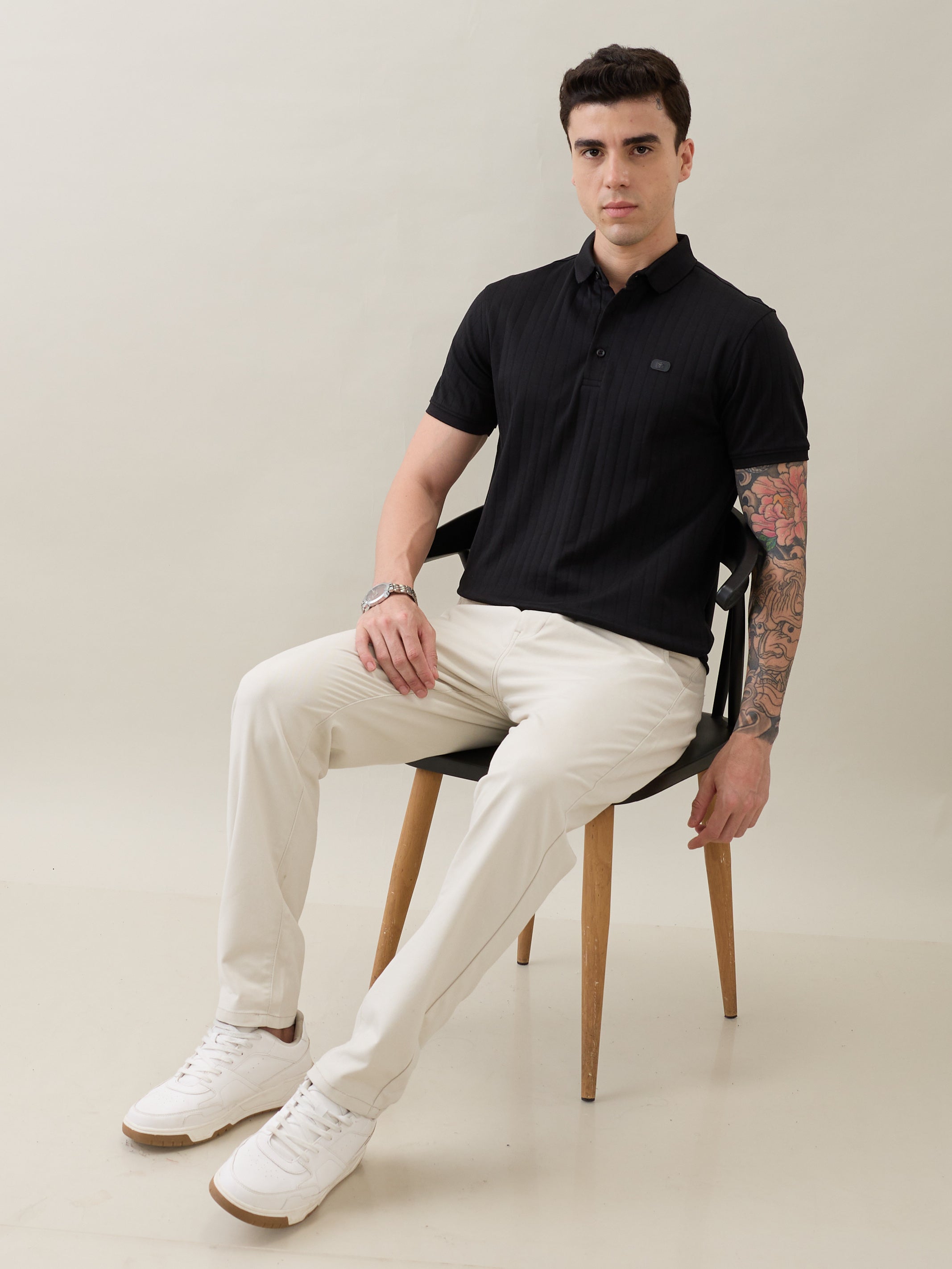 Kinetic Knit Polo T-shirt: Black