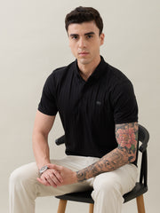 Kinetic Knit Polo T-shirt: Black