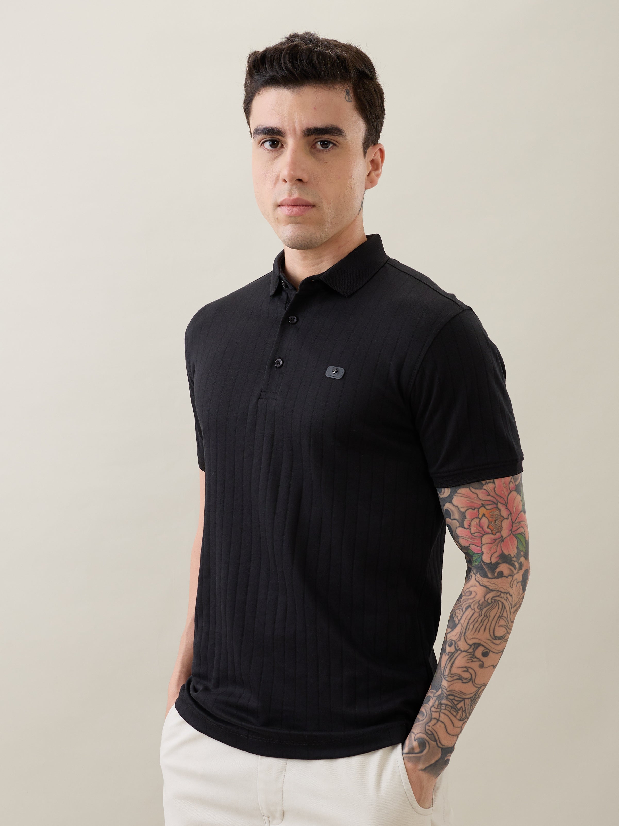 Kinetic Knit Polo T-shirt: Black