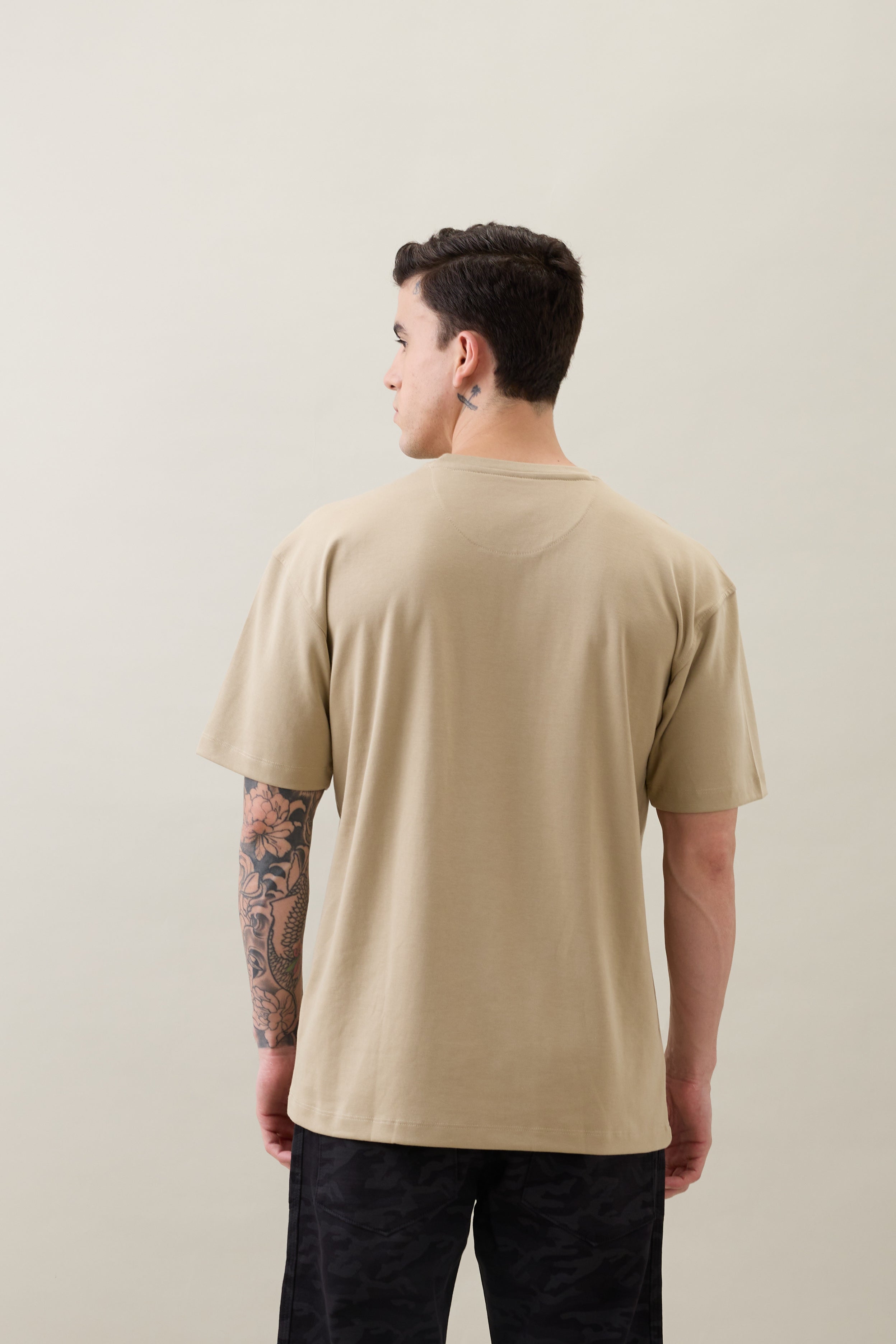 Unwrap Oversized Graphic T-Shirt: Beige