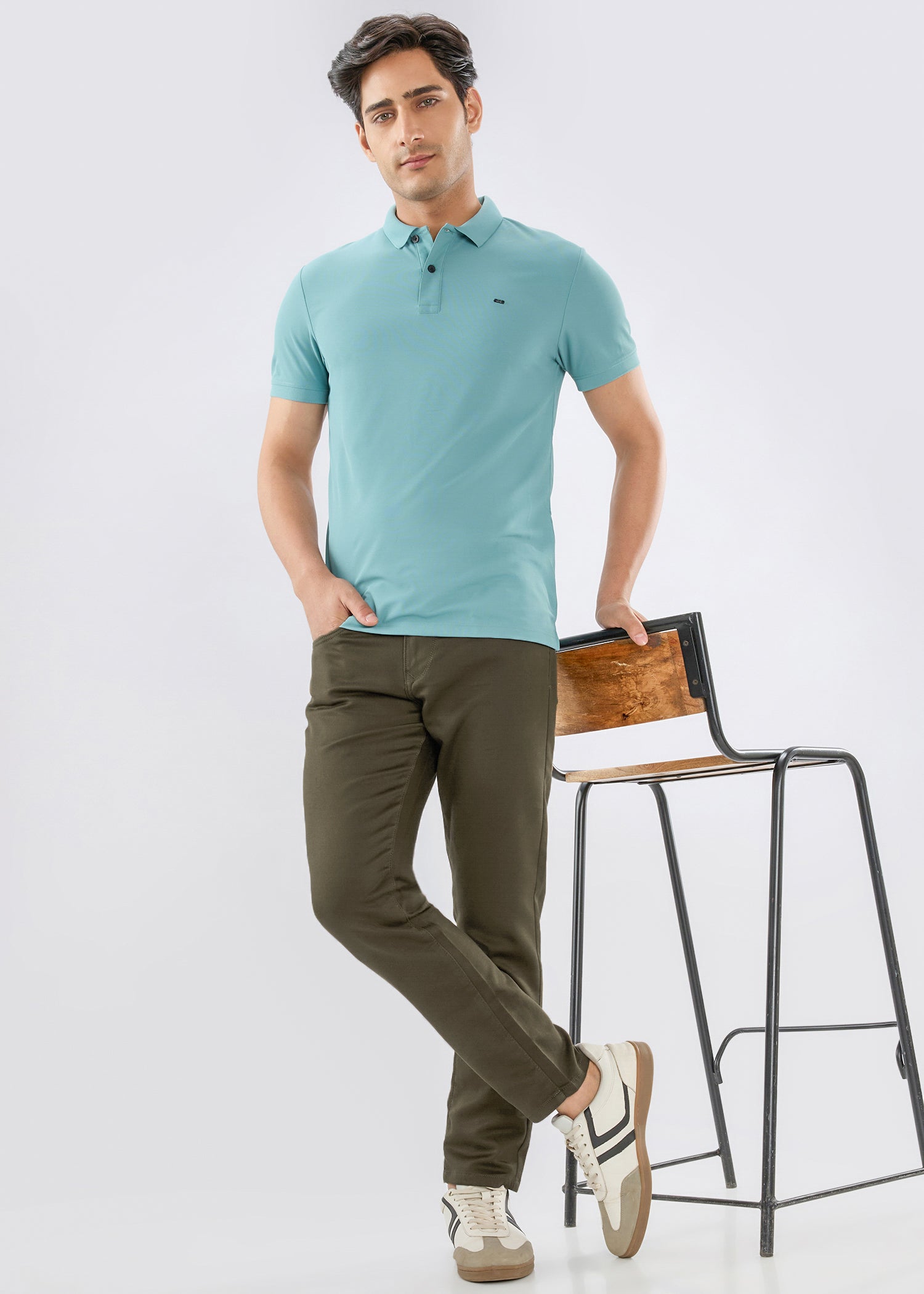 Icon Ankle Fit Trouser: Light Olive