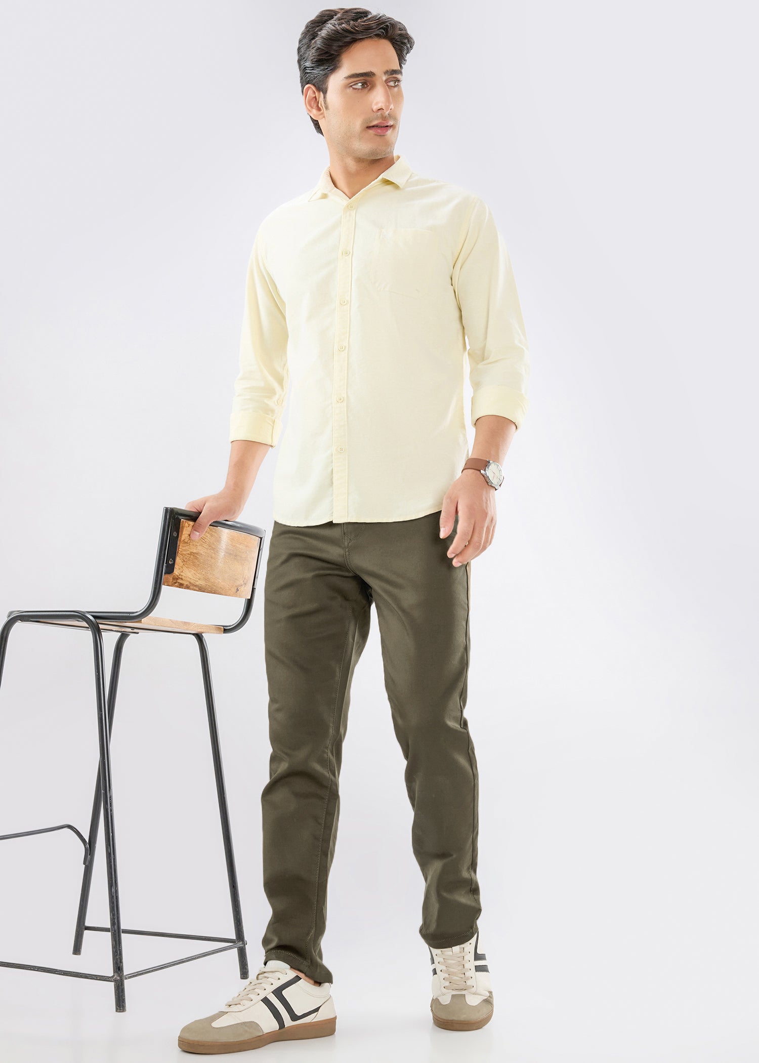 Icon Regular Fit Trouser: Light Olive
