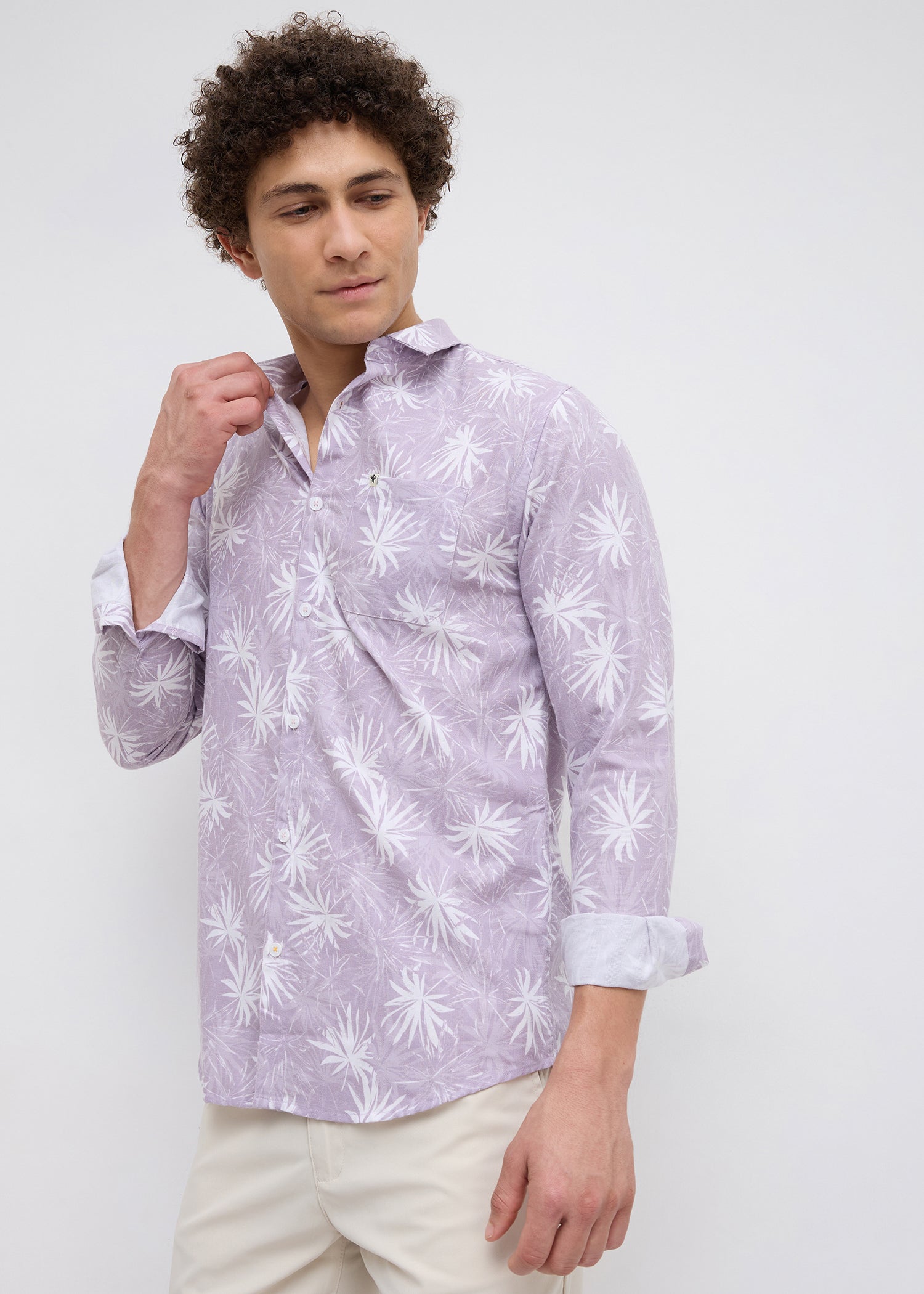 Eskon Tropical Print Shirt: Onion