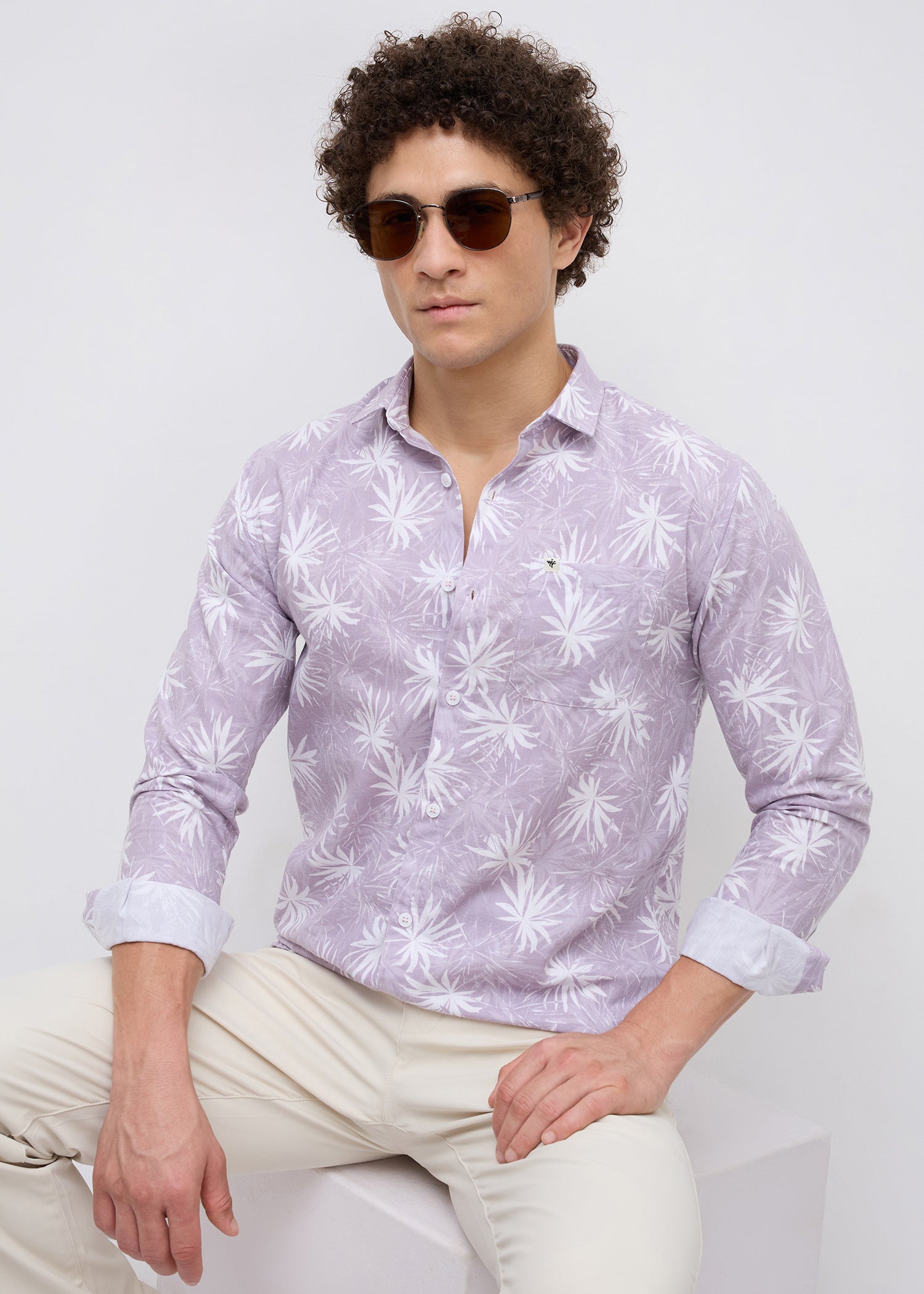 Eskon Tropical Print Shirt: Onion