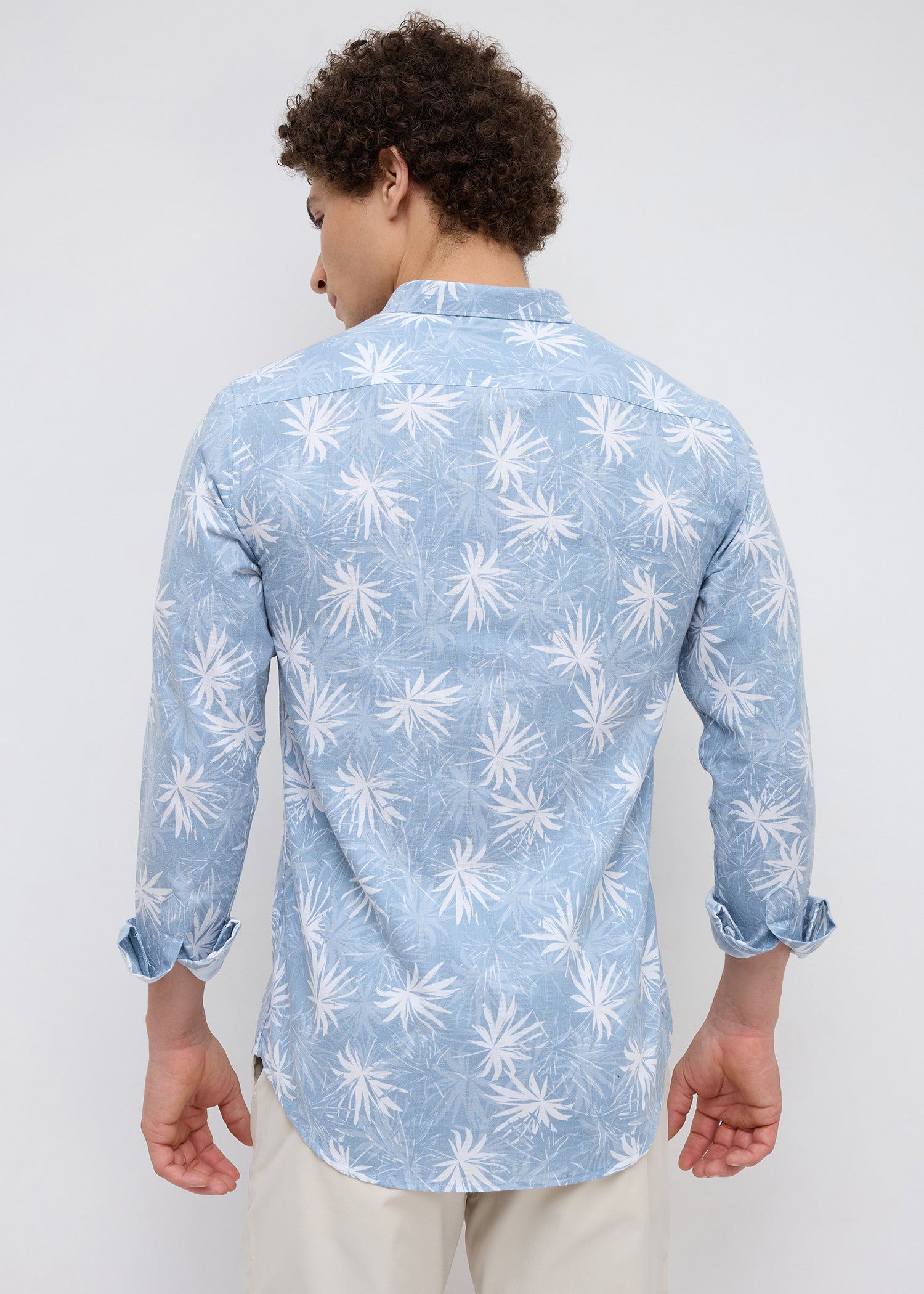 Eskon Tropical Print Shirt: L.Blue