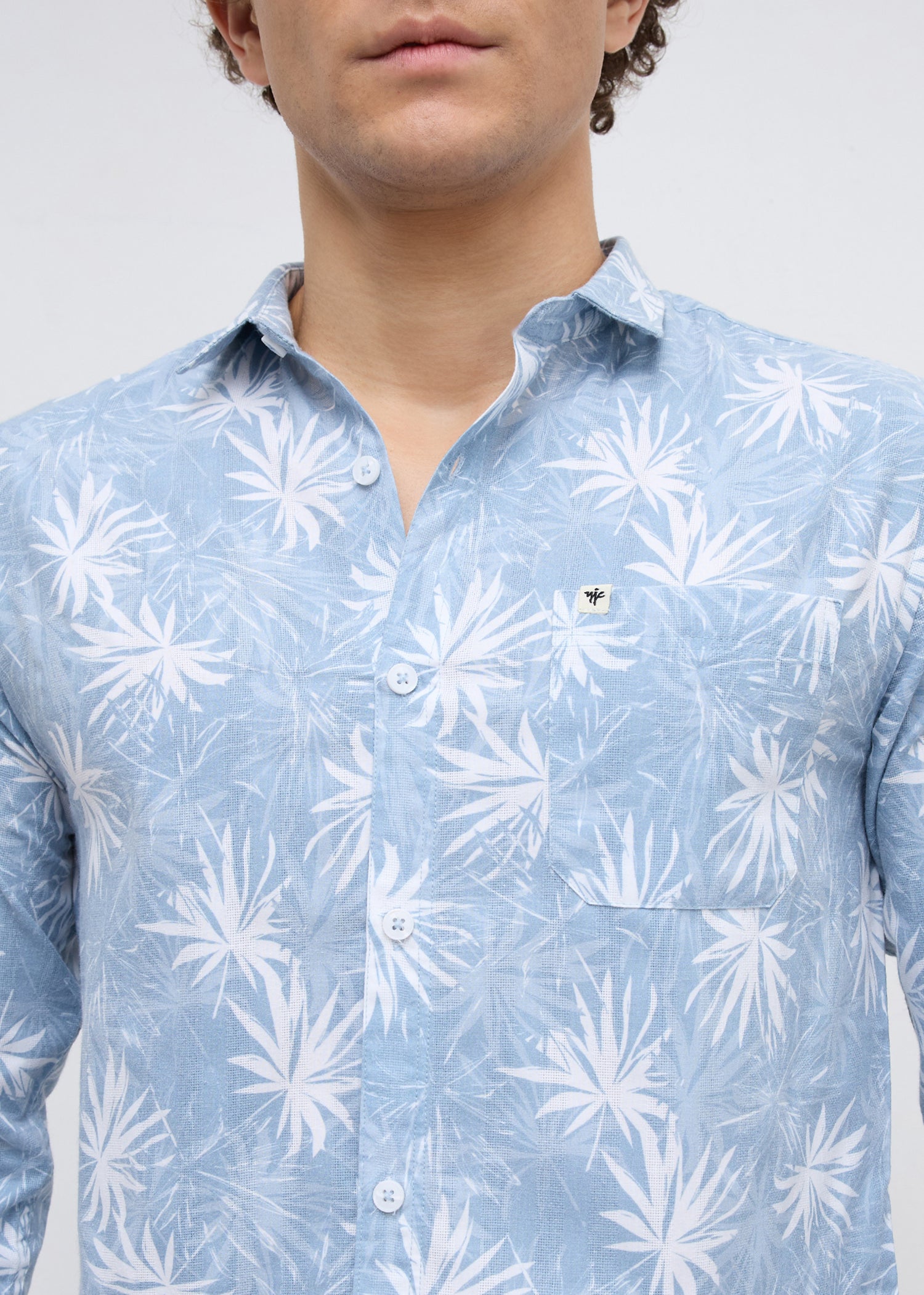 Eskon Tropical Print Shirt: L.Blue